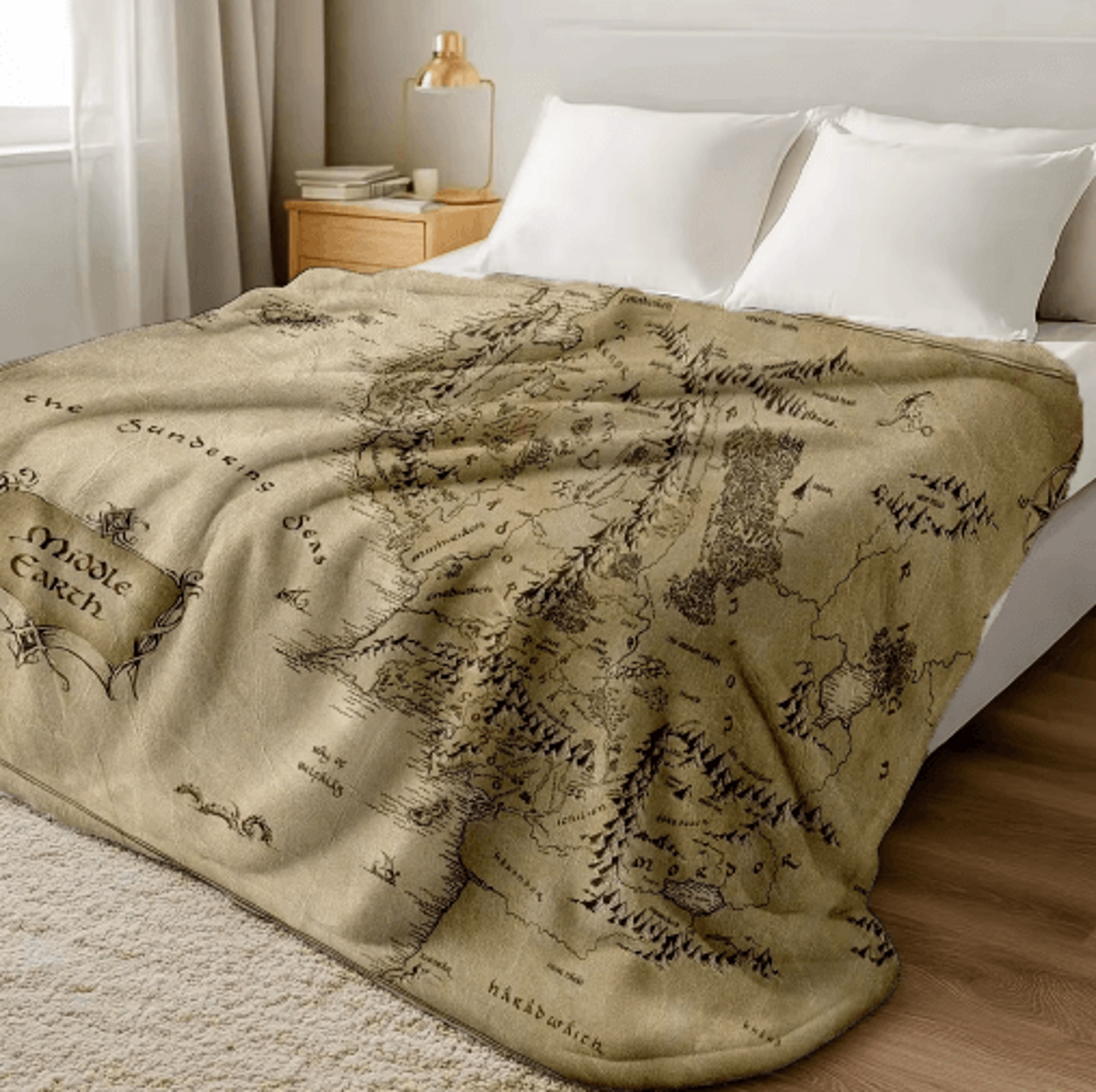 Middle Earth Map Fuzzy Throw Blanket 130 By 150cm Fantasy Movie Sofa  Bed Cover 8