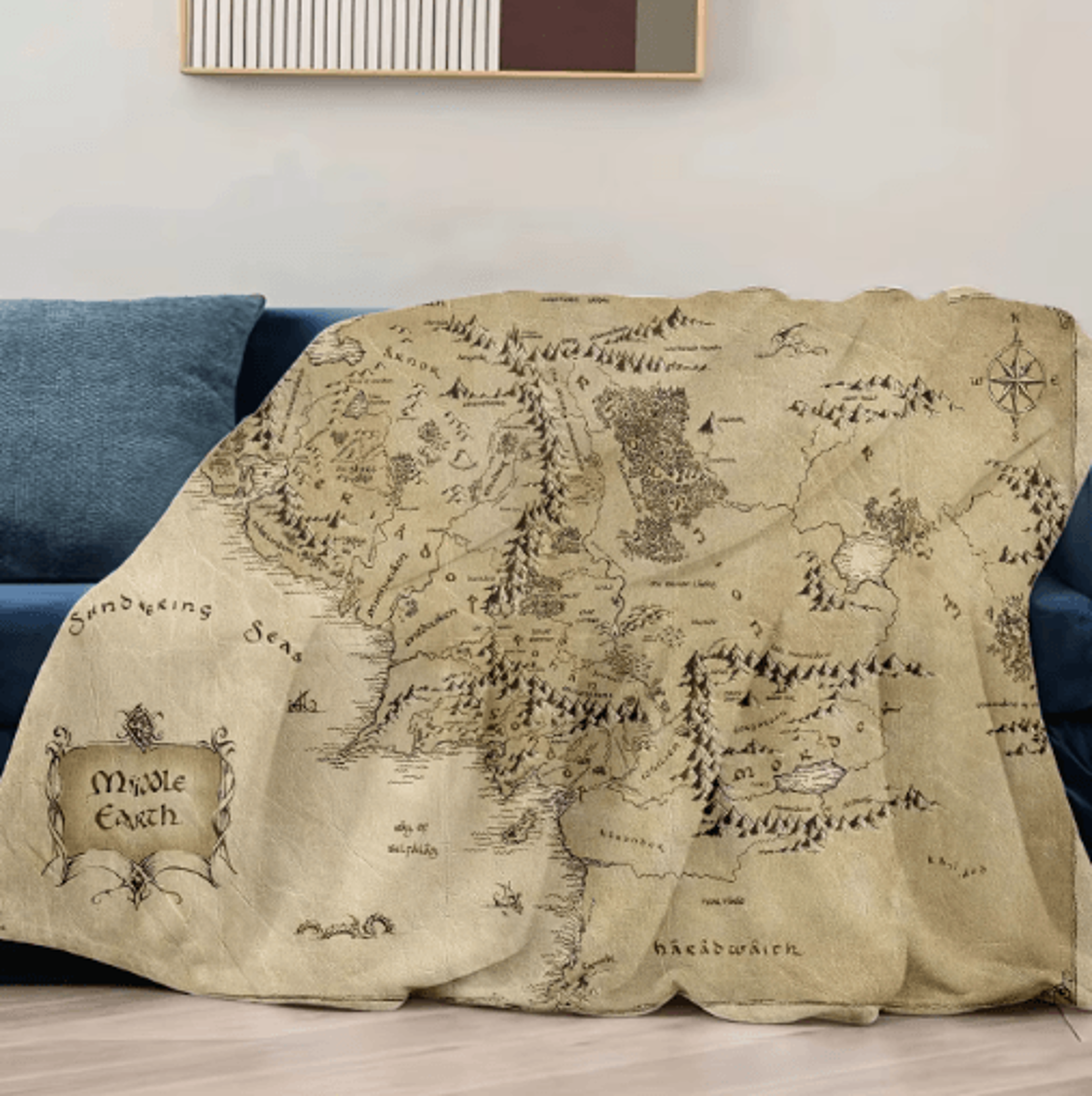 Middle Earth Map Fuzzy Throw Blanket 130 By 150cm Fantasy Movie Sofa  Bed Cover 7