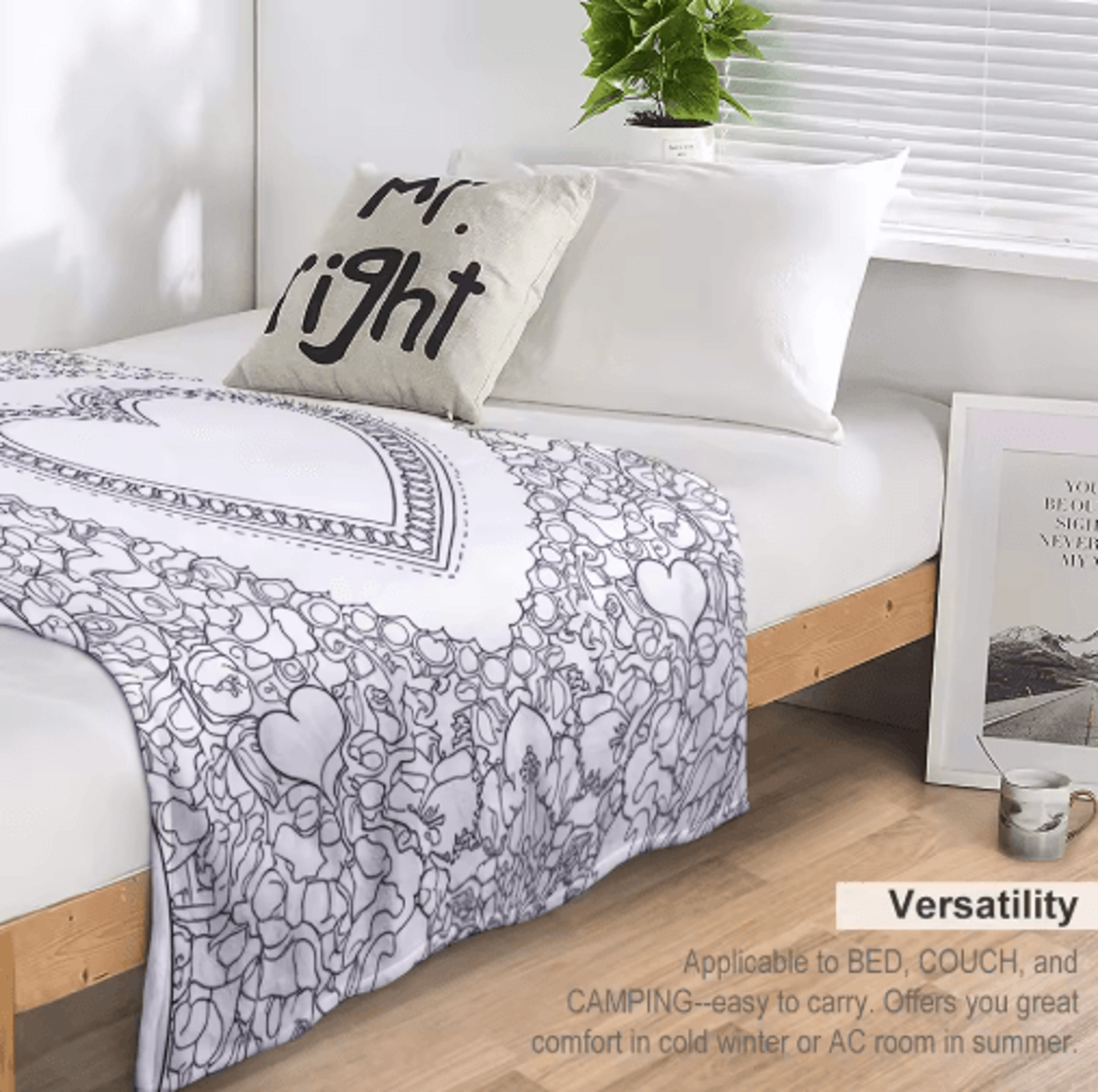 Personalized Coloring Blanket  Custom Name Heart Fleece Kids Throw 3