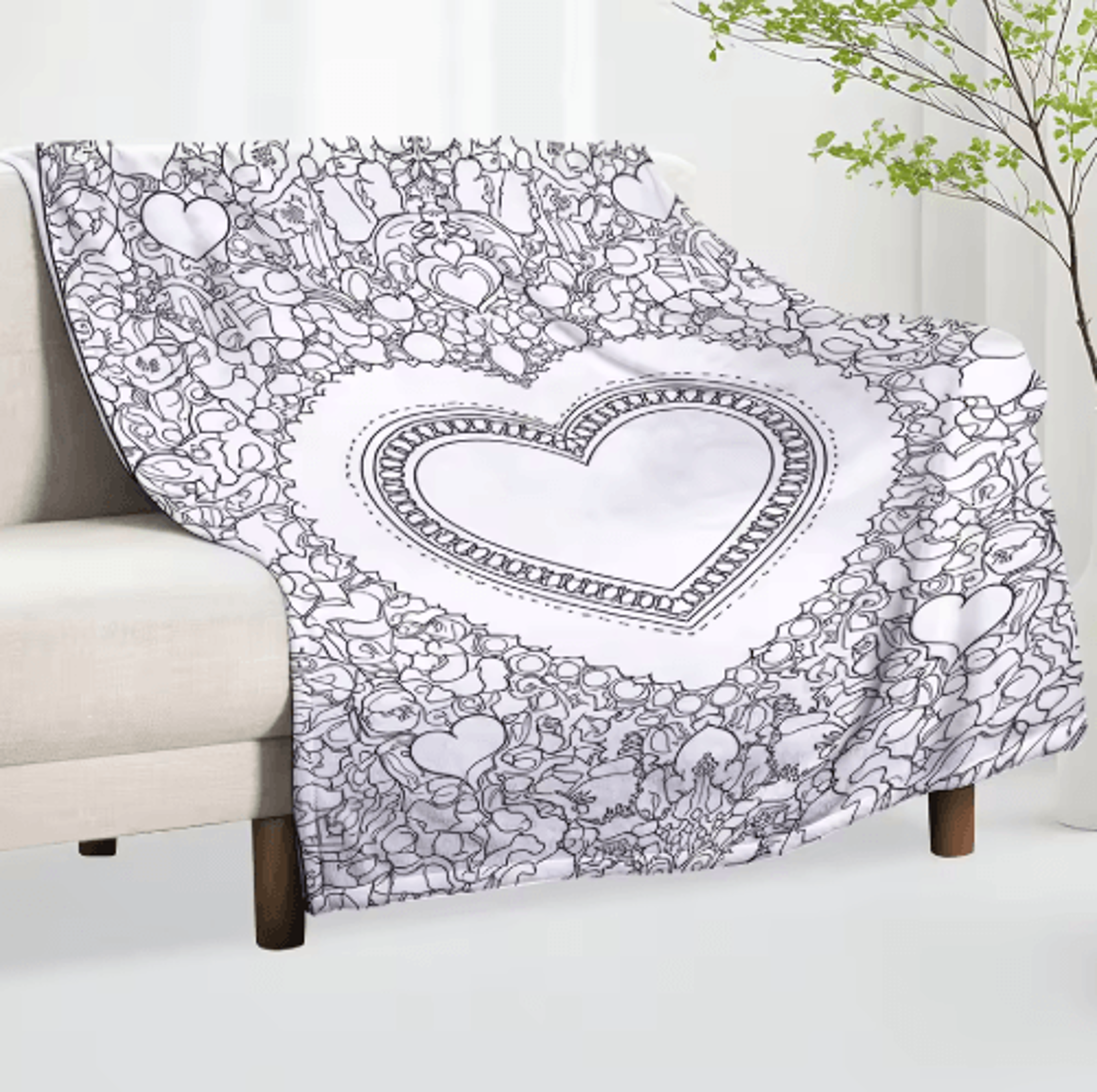 Personalized Coloring Blanket  Custom Name Heart Fleece Kids Throw 5