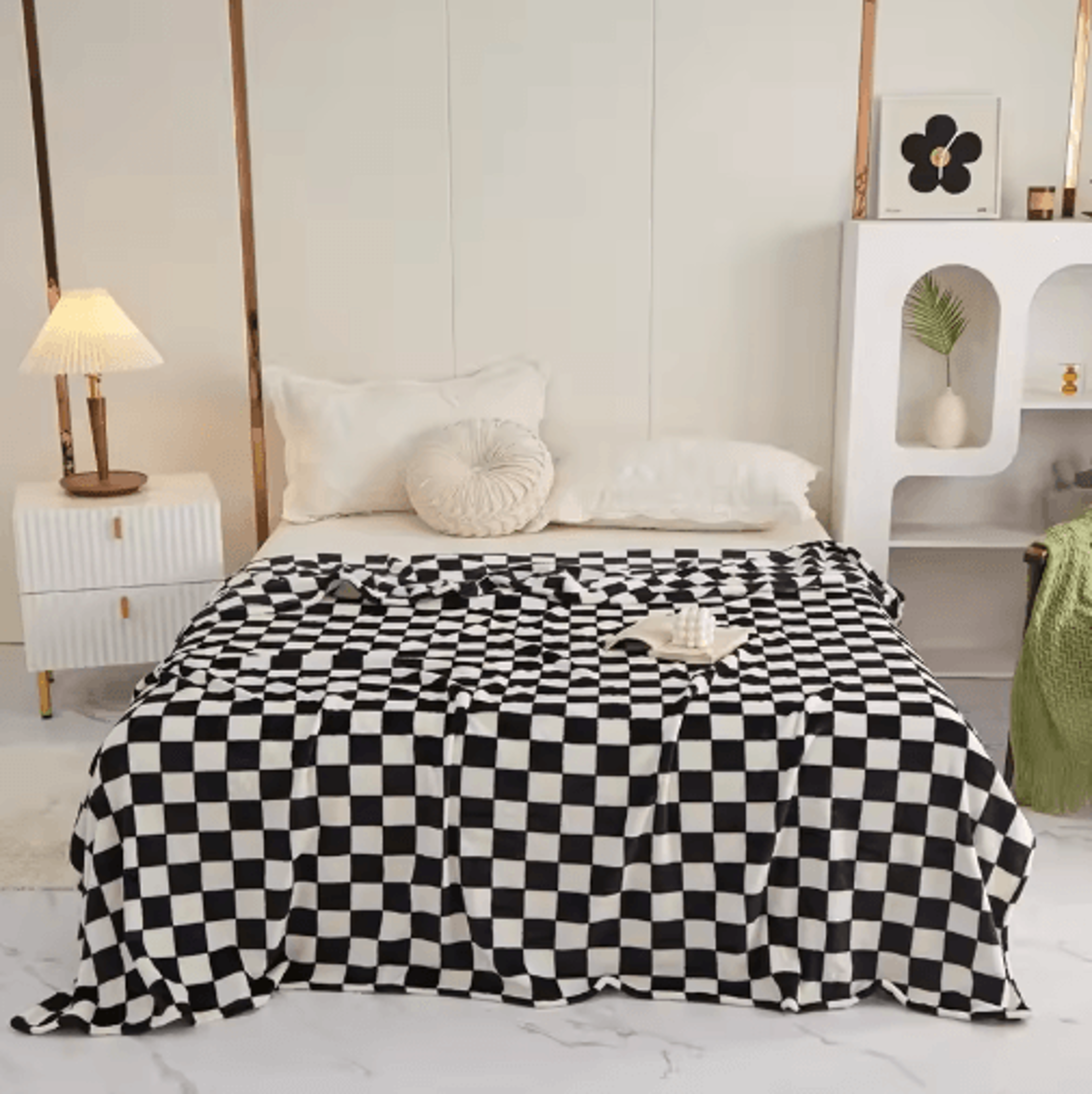 Classic Checkerboard Throw Blanket  Lightweight Spring  Summer Sofa Cover 1