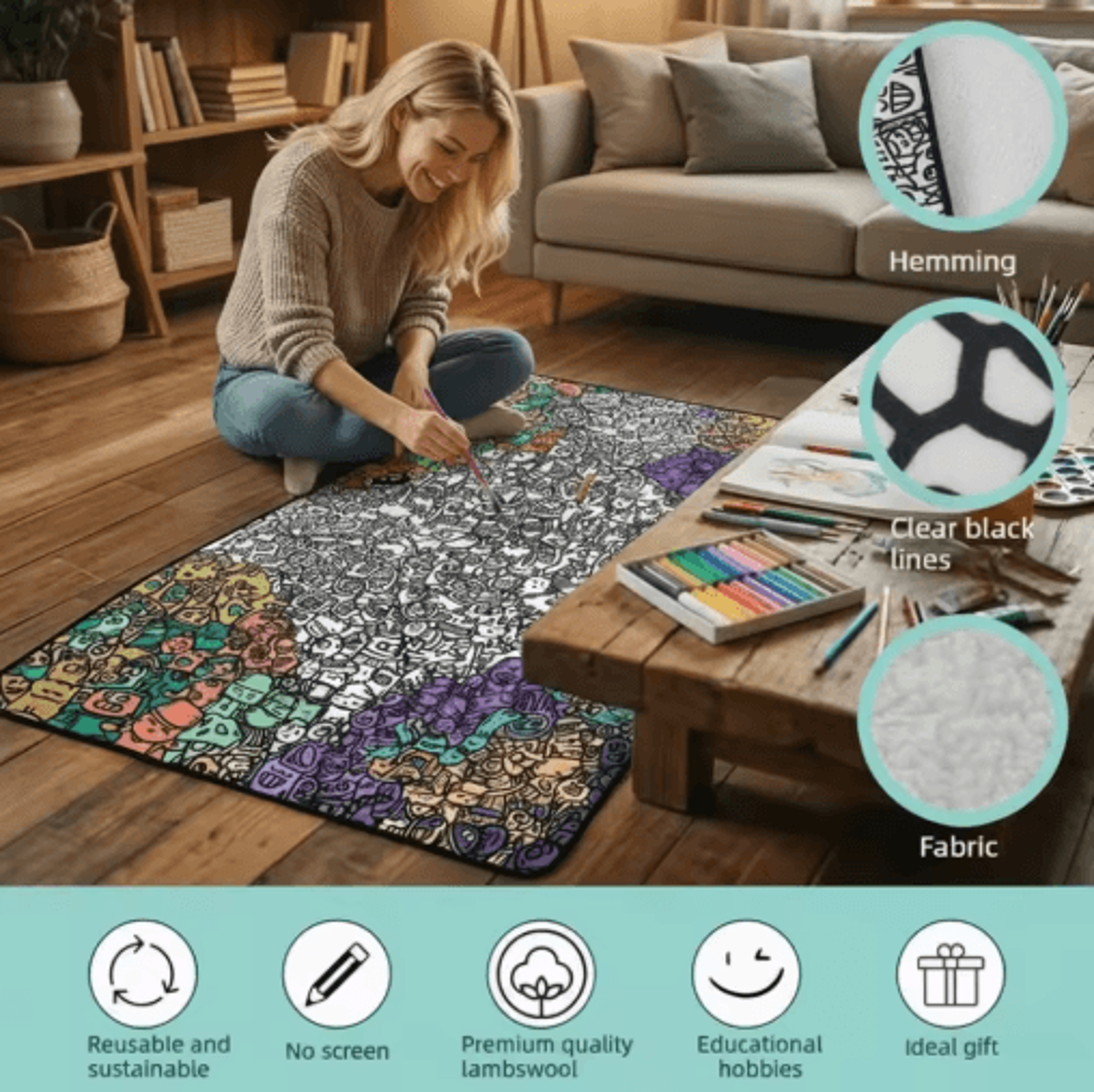 DIY Coloring  Doodle Blanket  100x150cm Interactive Graffiti Lambswool Throw 7
