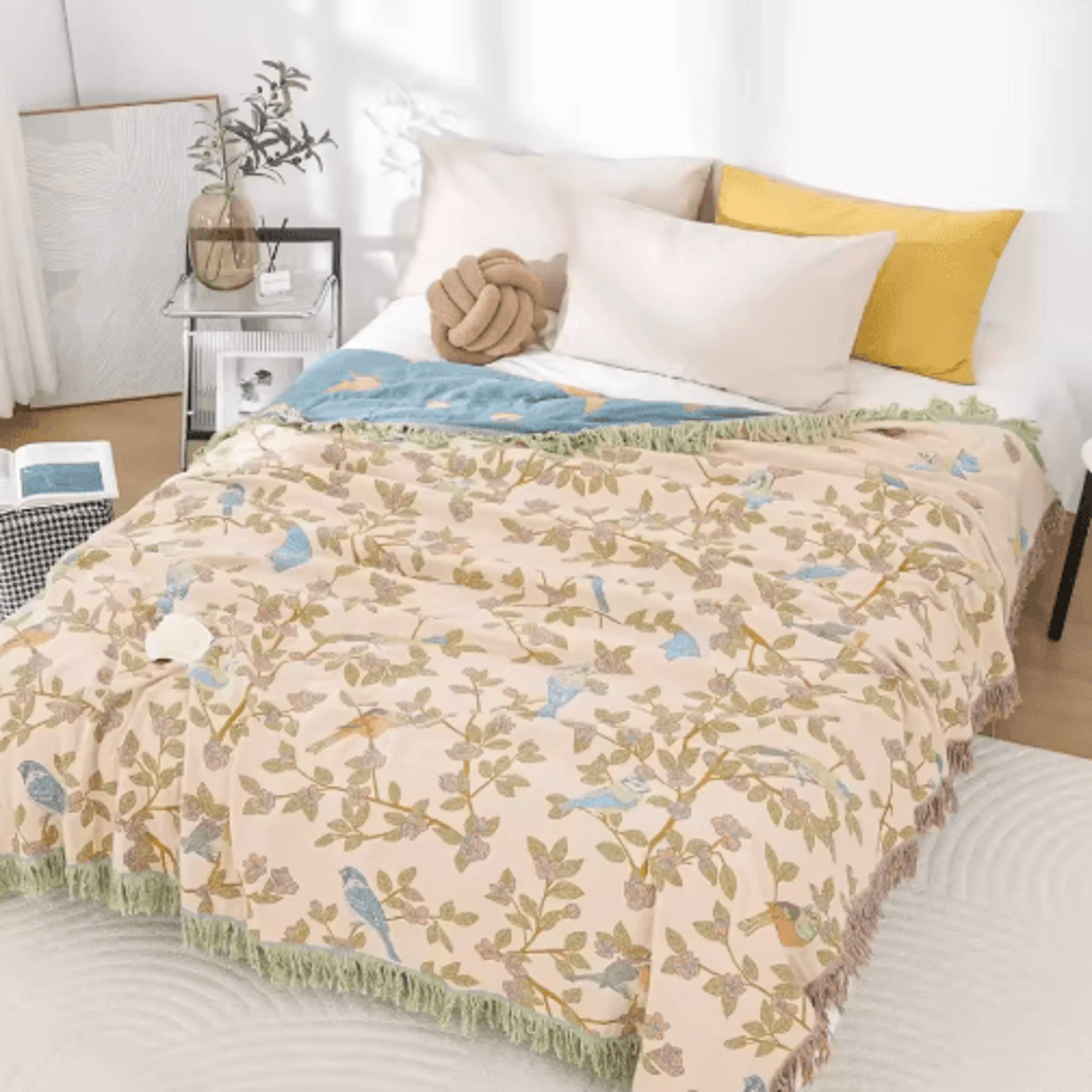 Japanese Cotton Throw Blanket  DoubleSided FourSeason Sofa  Bed Cover 6