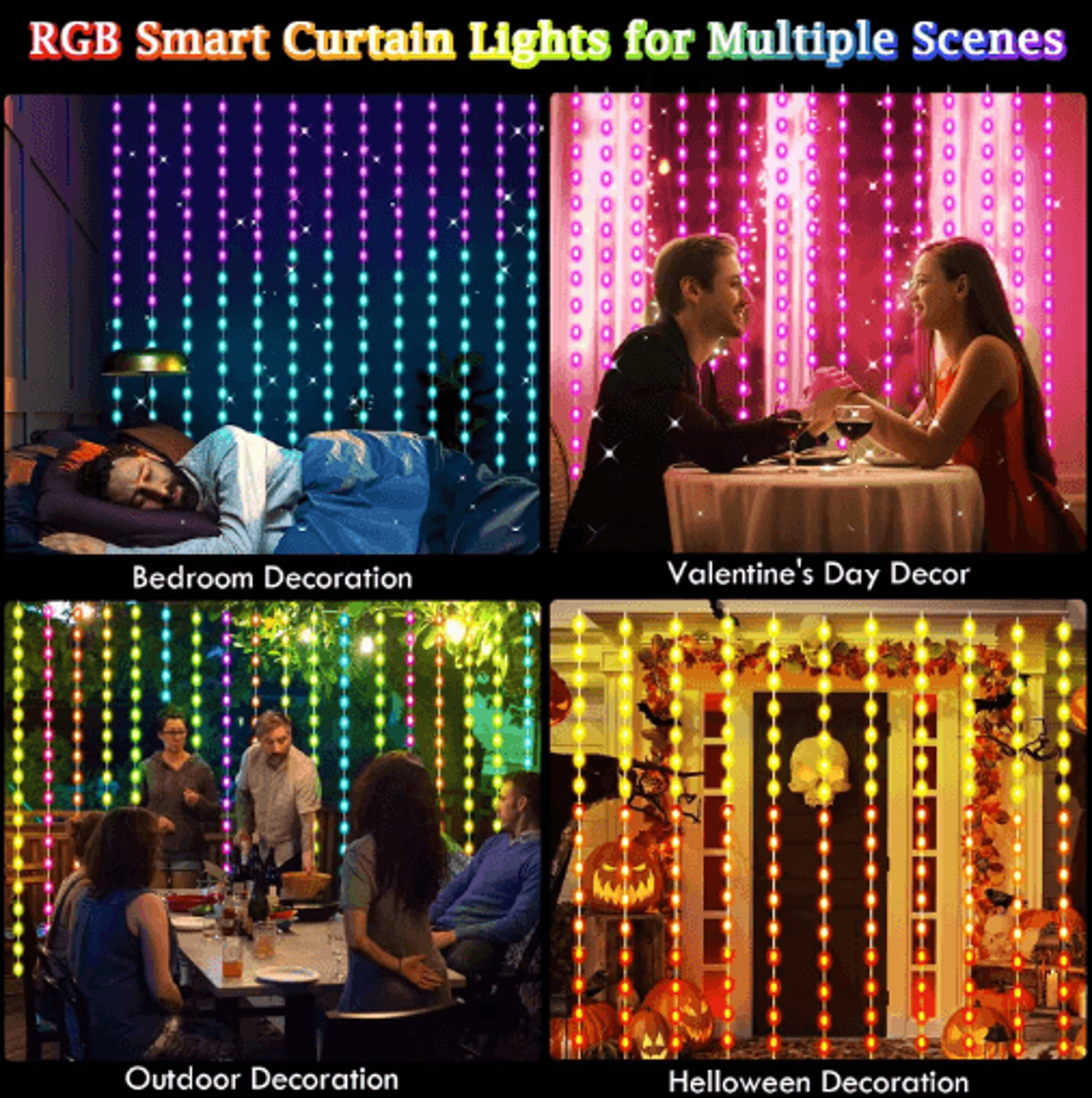 3M RGB Smart LED Curtain Lights  App  Remote Controlled Fairy Lights 2