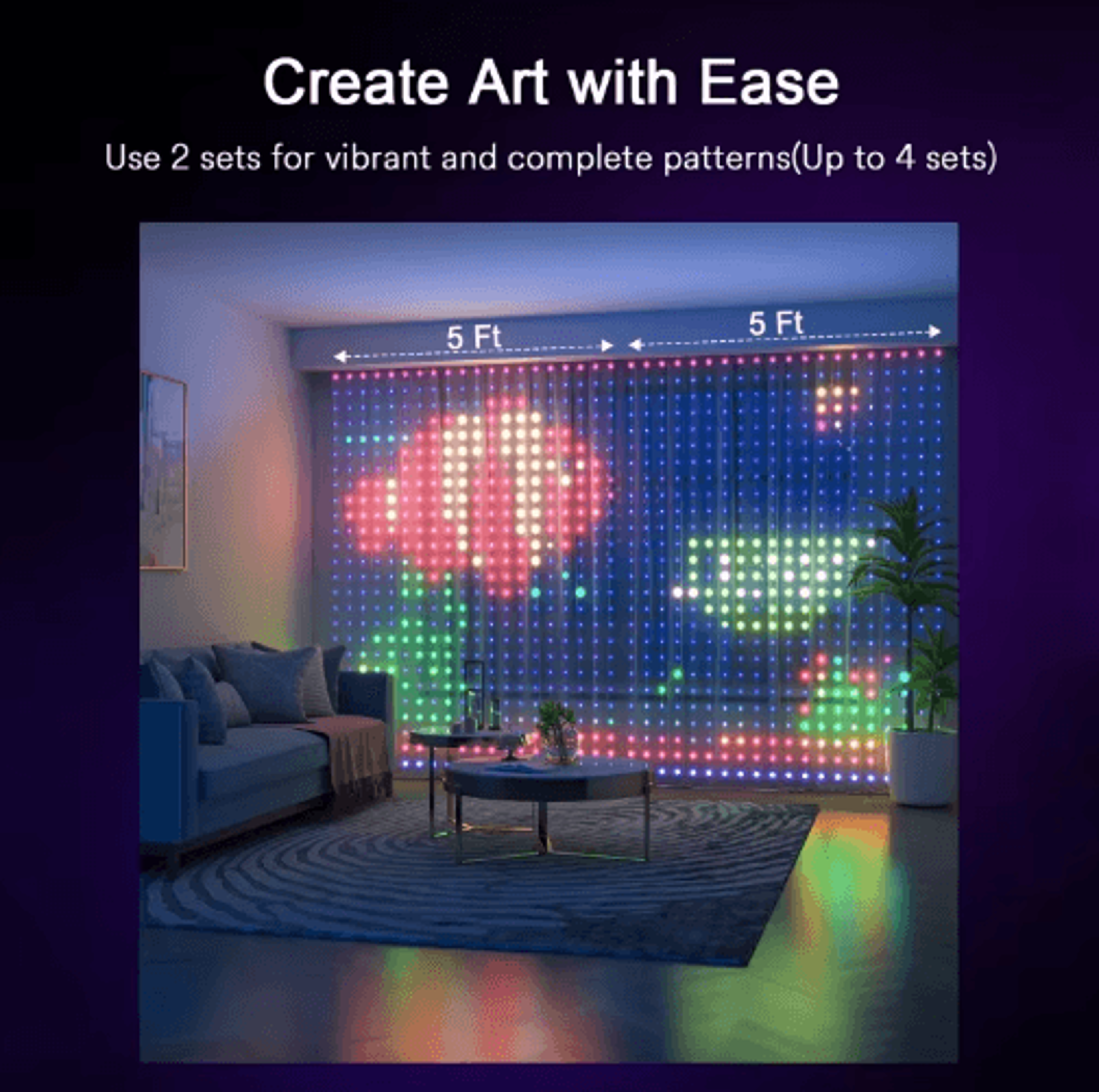 Smart LED Curtain Lights  DIY Color Changing Music Sync Fairy Lights 5