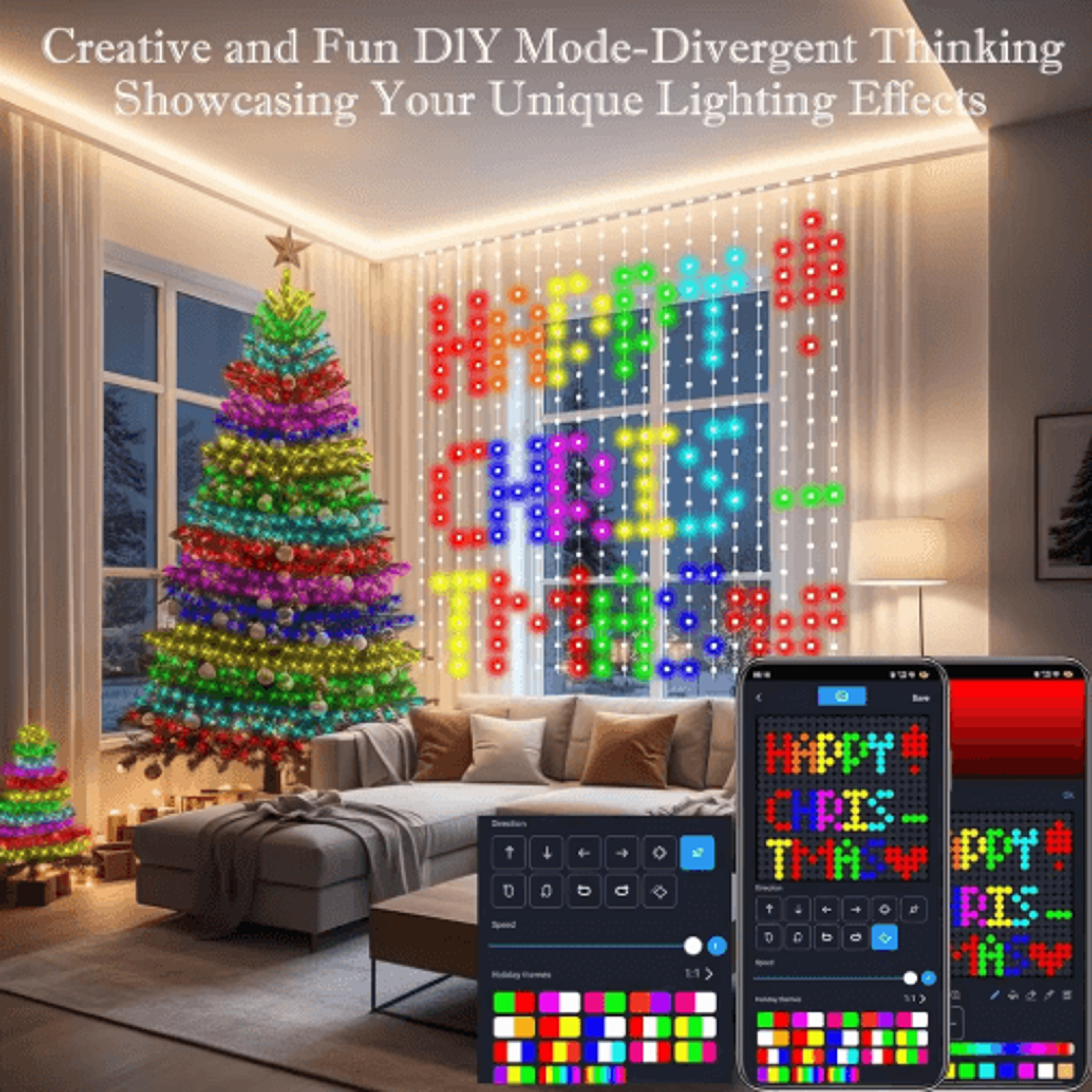 400800 LED RGB Smart Curtain Lights  Music Sync App  Remote Party Lights 6