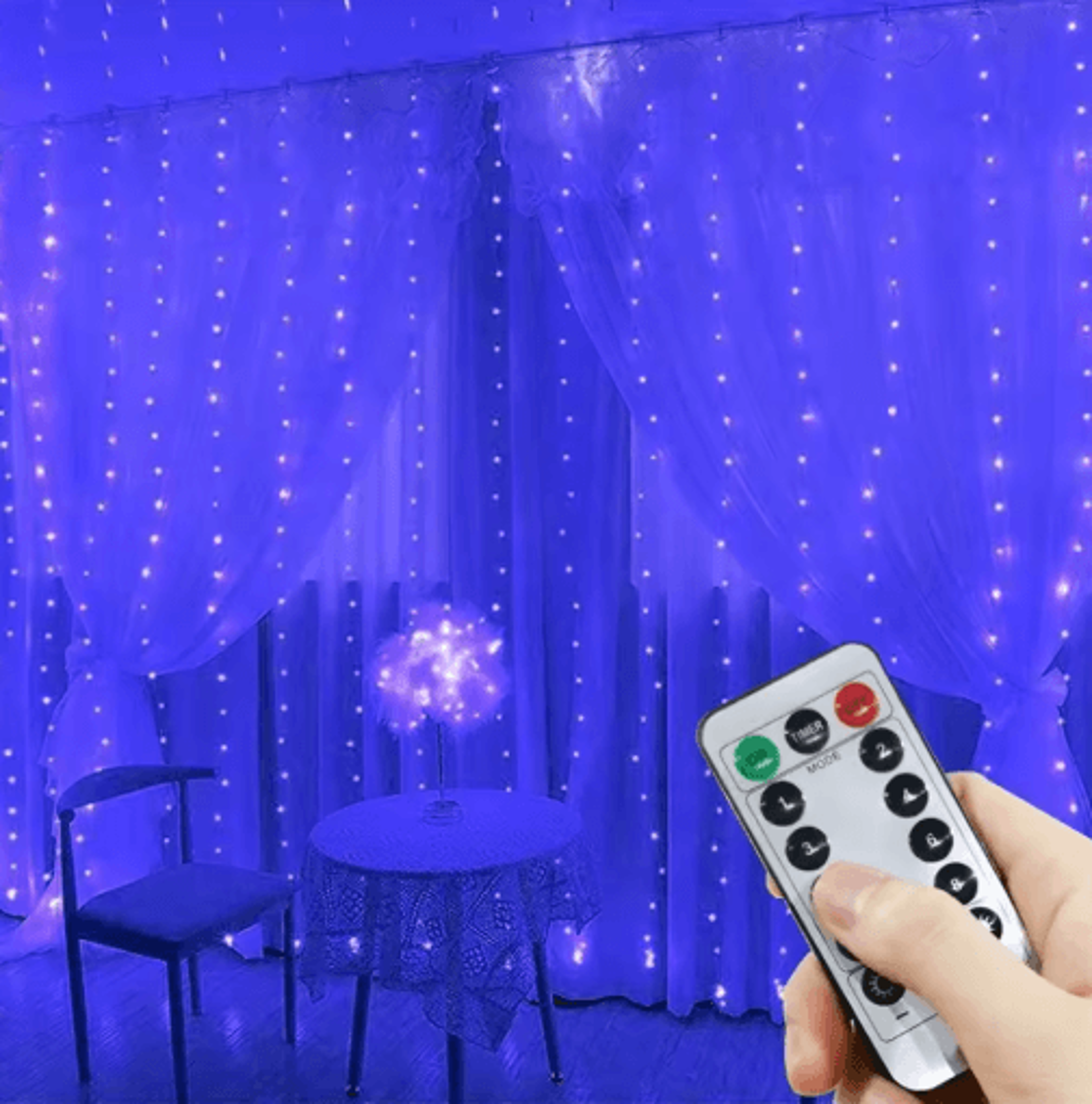 3M6M USB LED Curtain Lights  8Mode Remote Control Fairy Lights 4