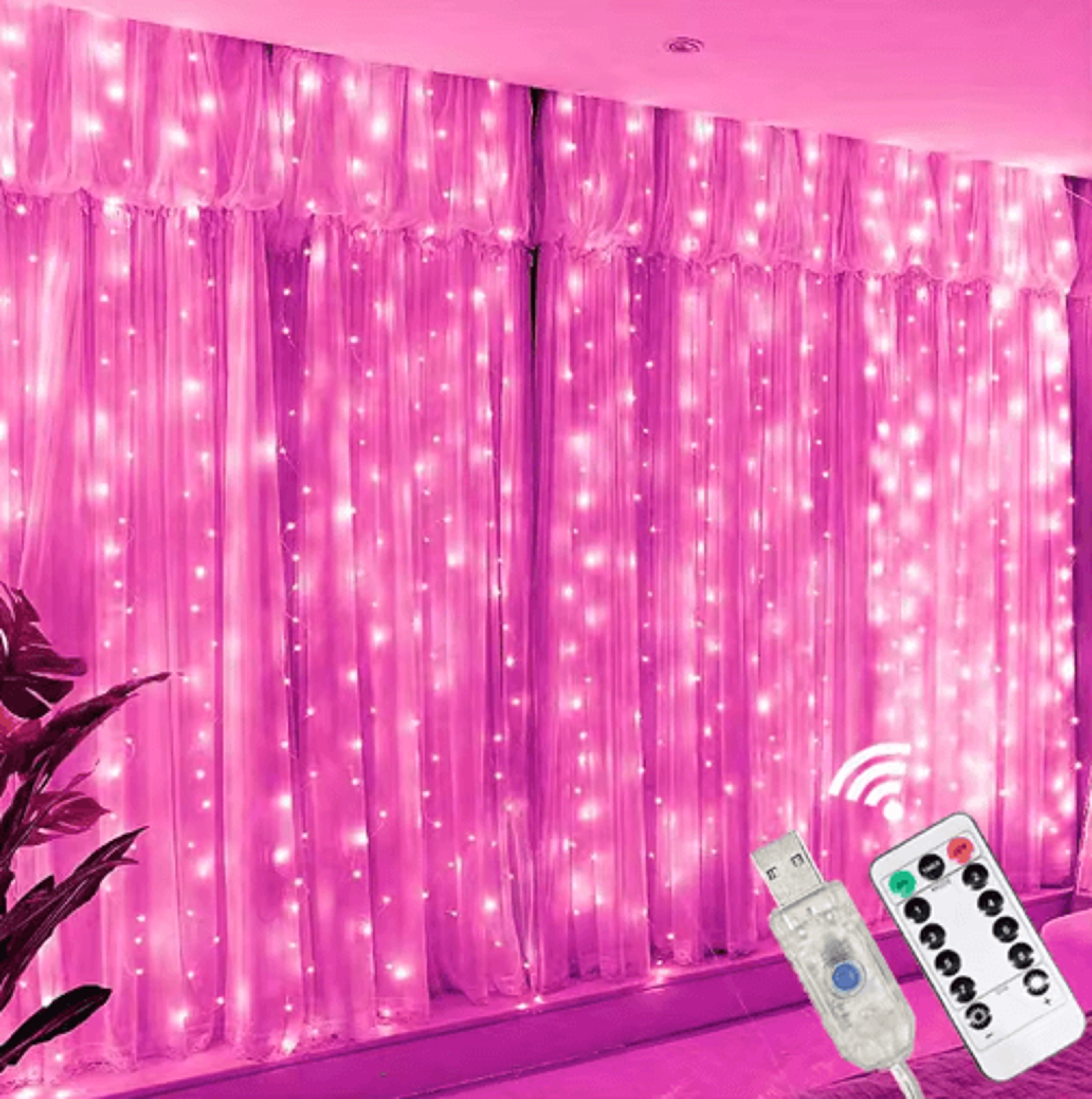 3M6M USB LED Curtain Lights  8Mode Remote Fairy Garland 4