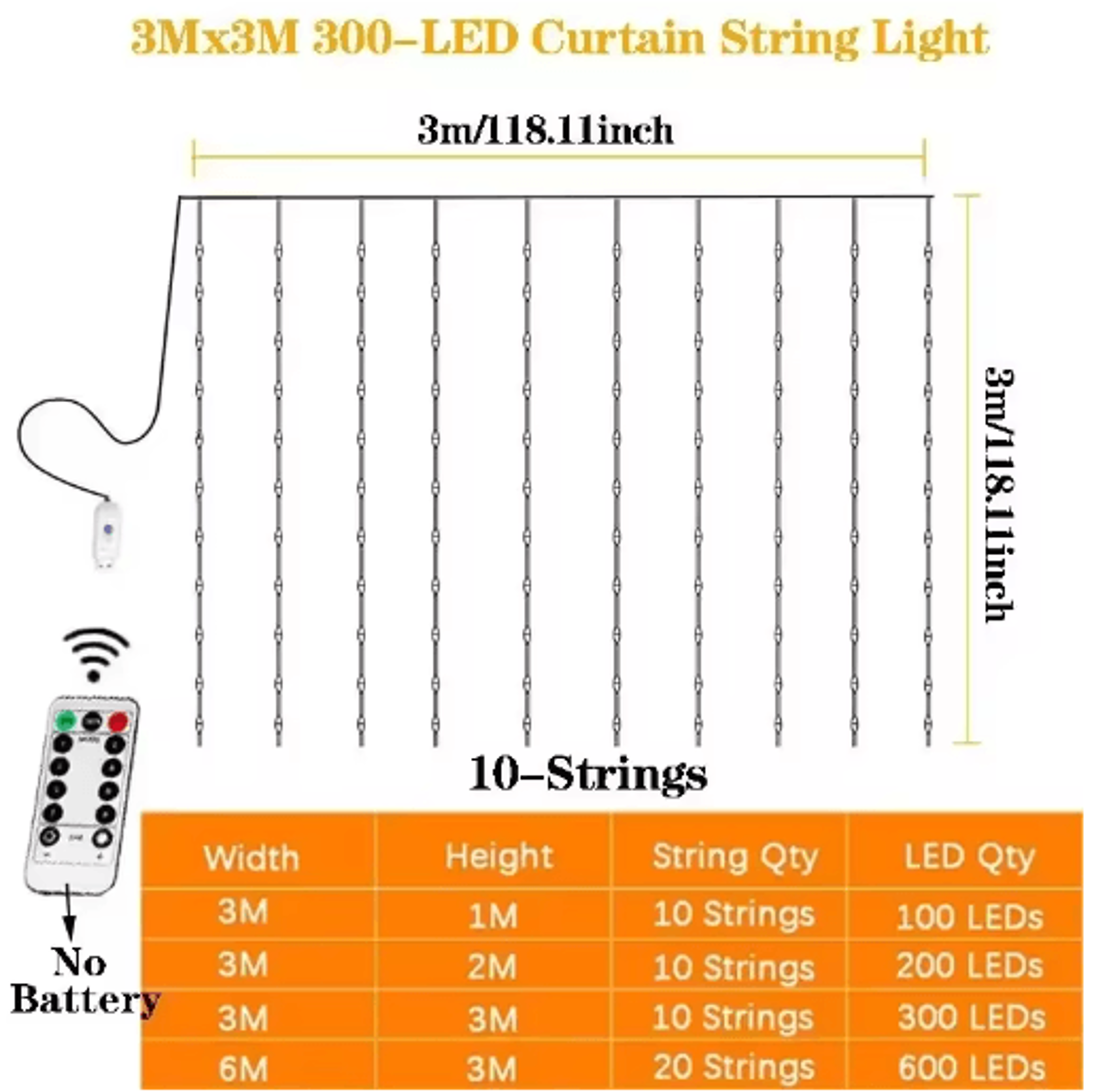 3M6M USB LED Curtain Lights  8Mode Remote Fairy Lights For Ramadan  Events 10