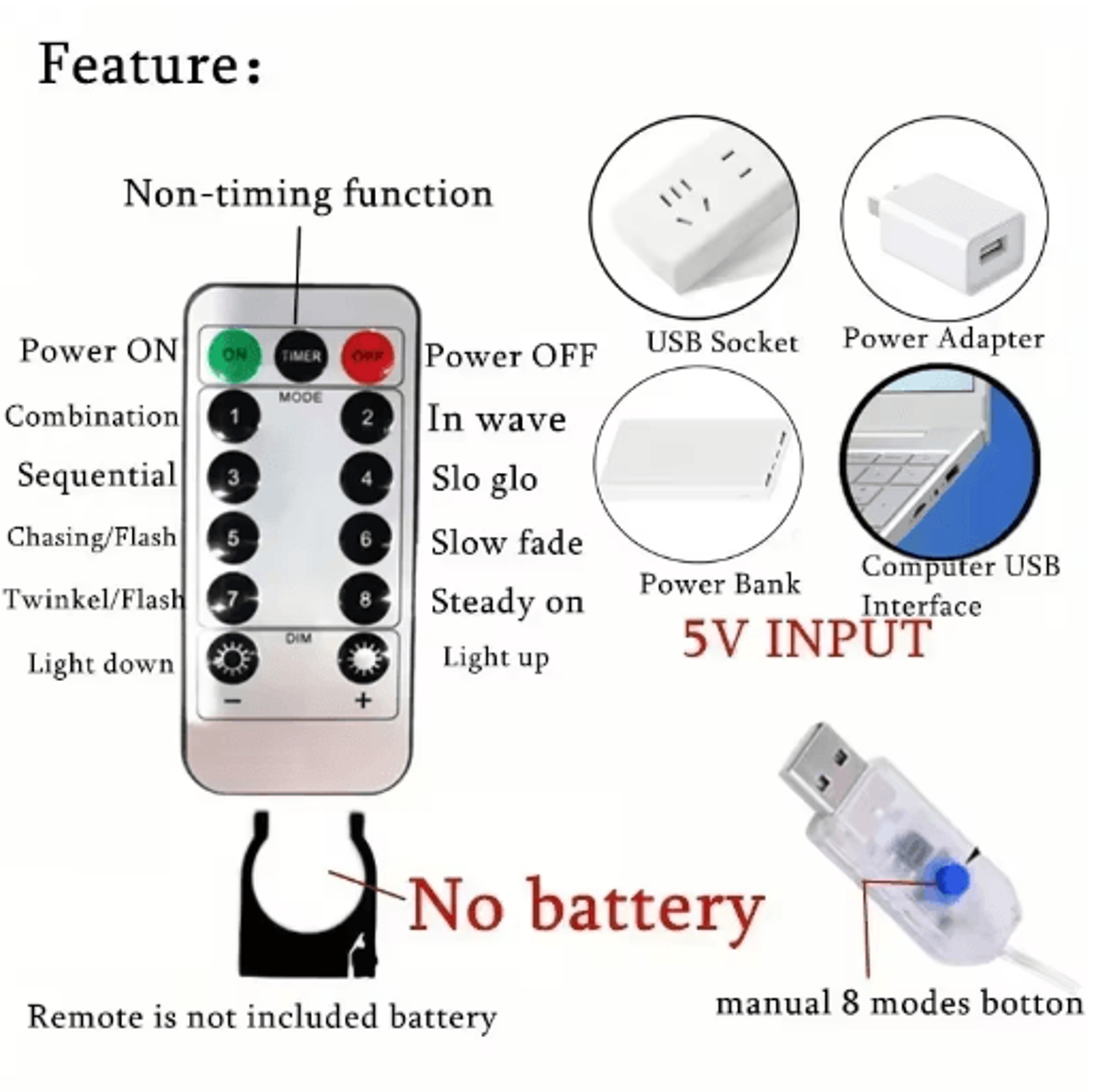 USB LED Curtain Lights  8Mode Remote Fairy Garland For Home  Events 8