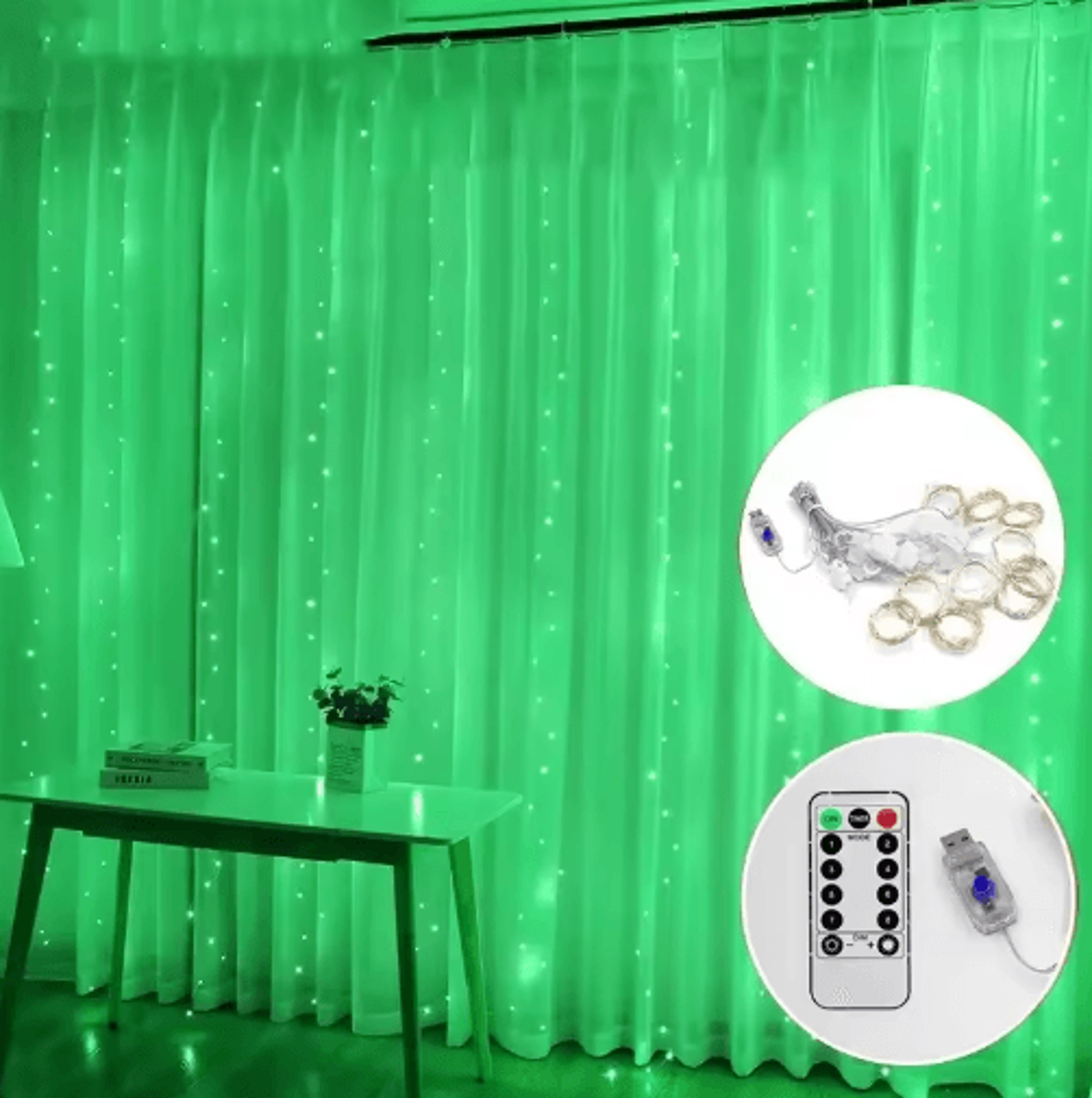 3M LED Waterfall Curtain Lights  USB Remote 8Mode Fairy Garland 4