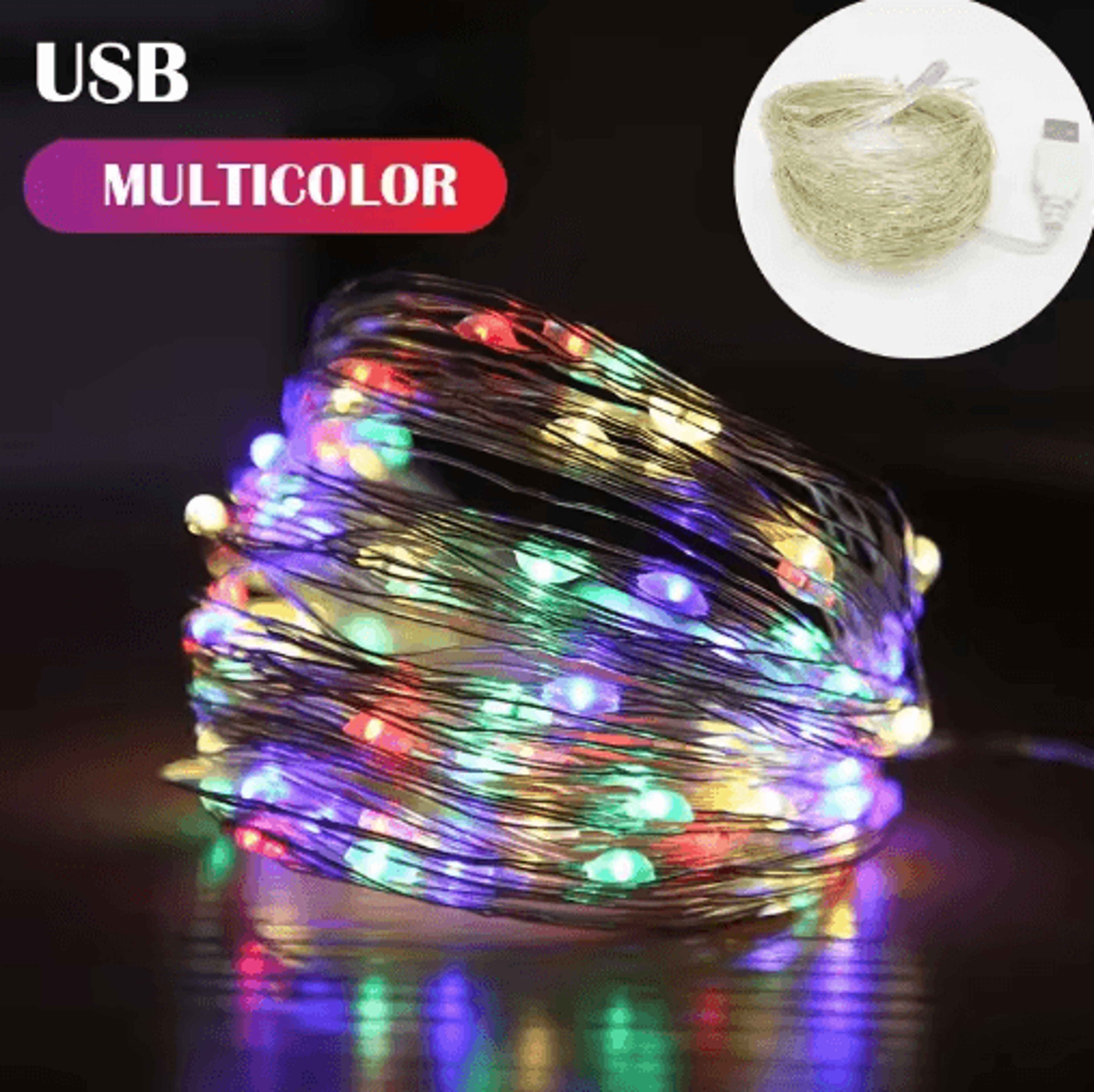 5M10M USB LED Fairy Lights  Waterproof Copper Wire Christmas Garland 2