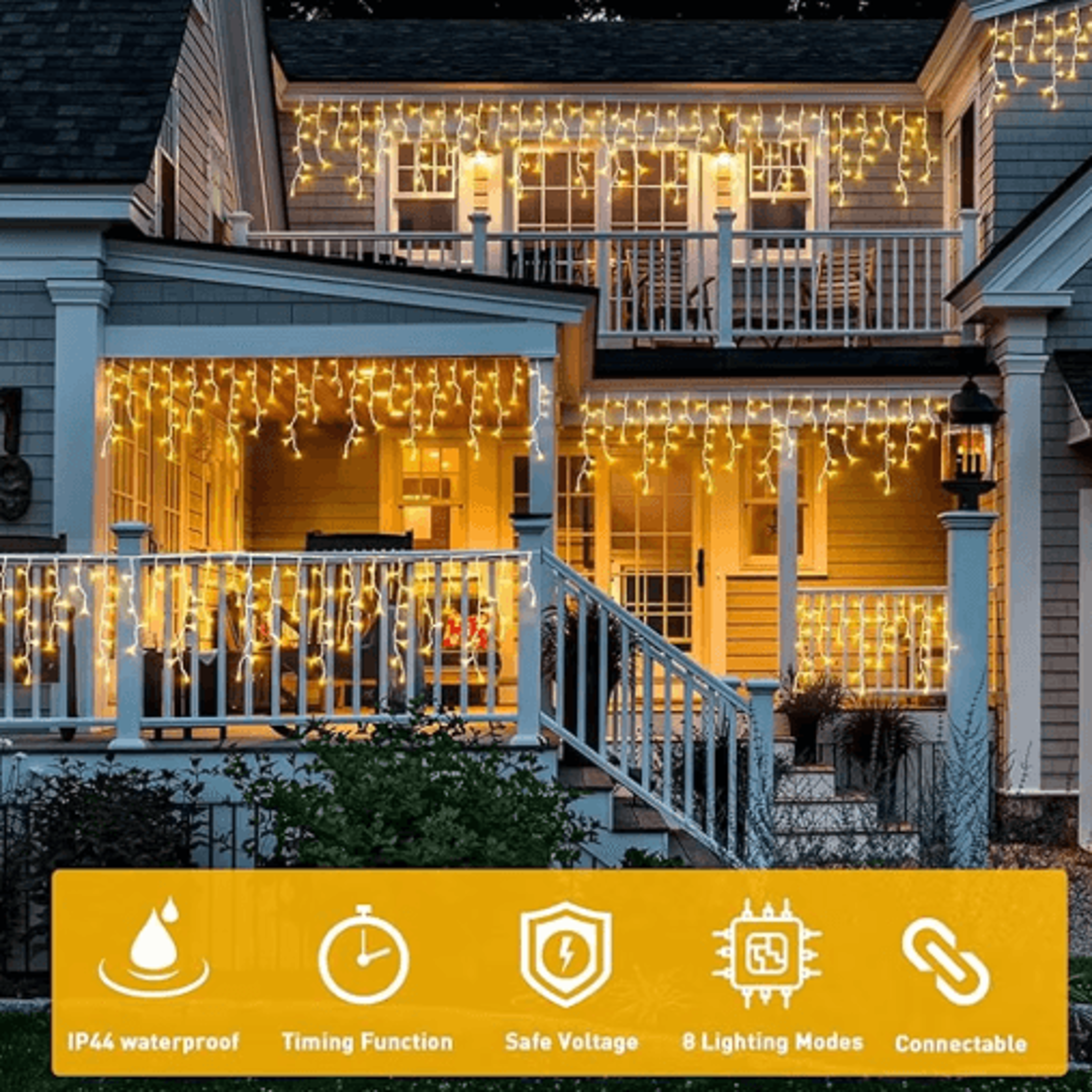 200480 LED Icicle String Lights  40Drop Waterproof Christmas Curtain 11