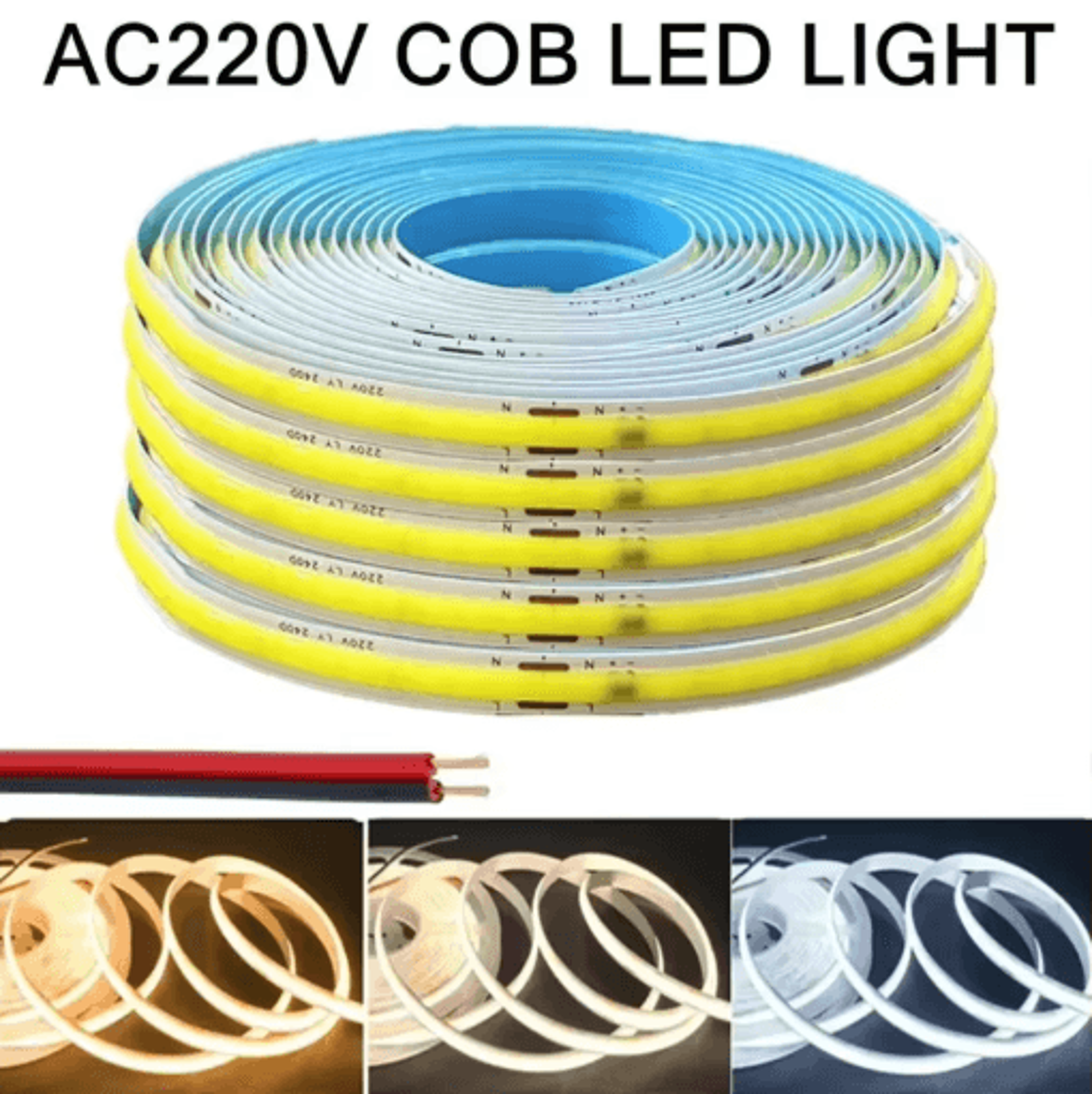 15M COB LED Strip Lights  220V HighBrightness Warm White Linear Lighting 0