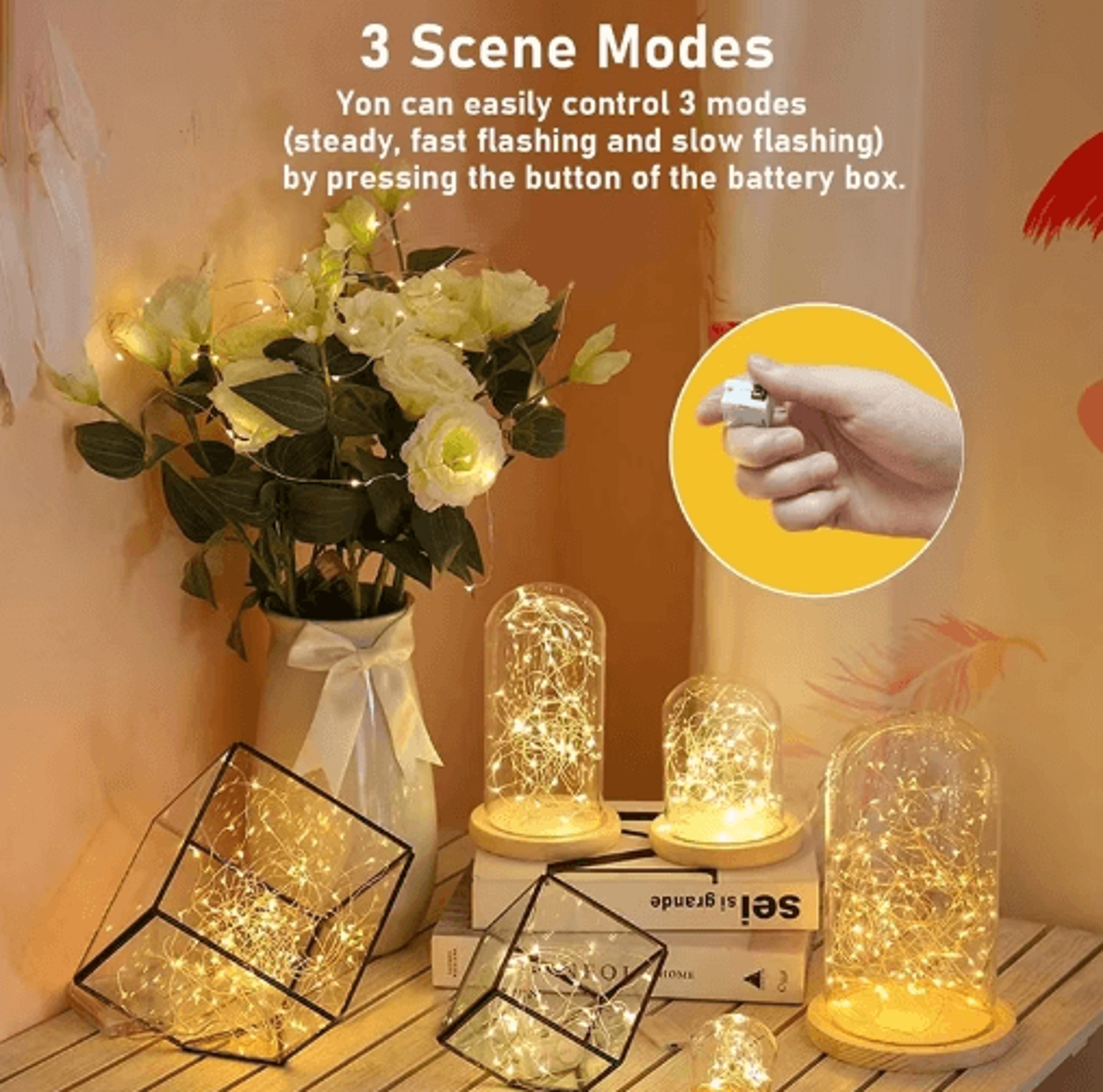 1/5/10pcs battery fairy string lights – decorative garland for home & events