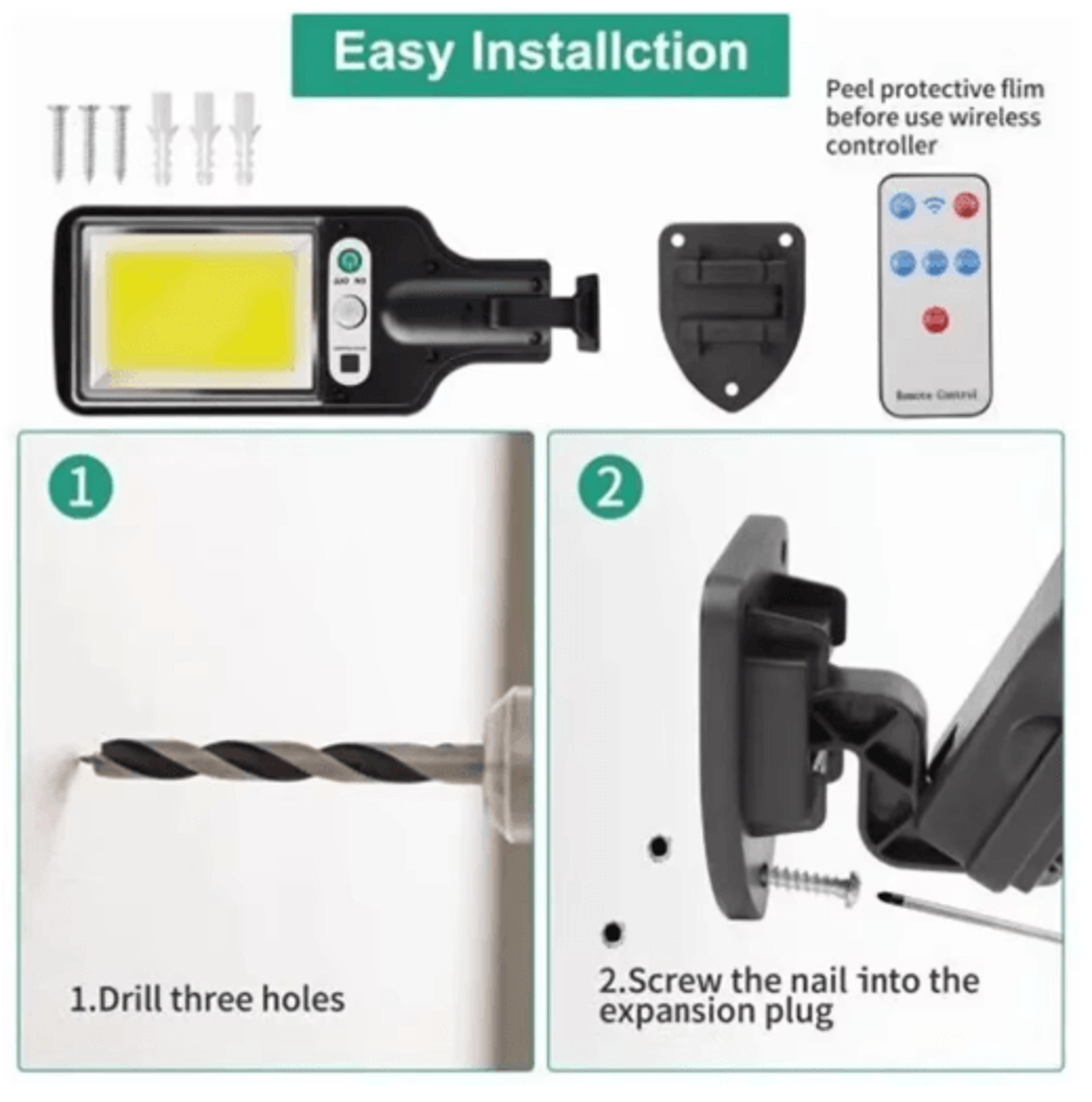 Solar LED Wall Light  3Mode Motion Sensor Outdoor Courtyard Lamp 8