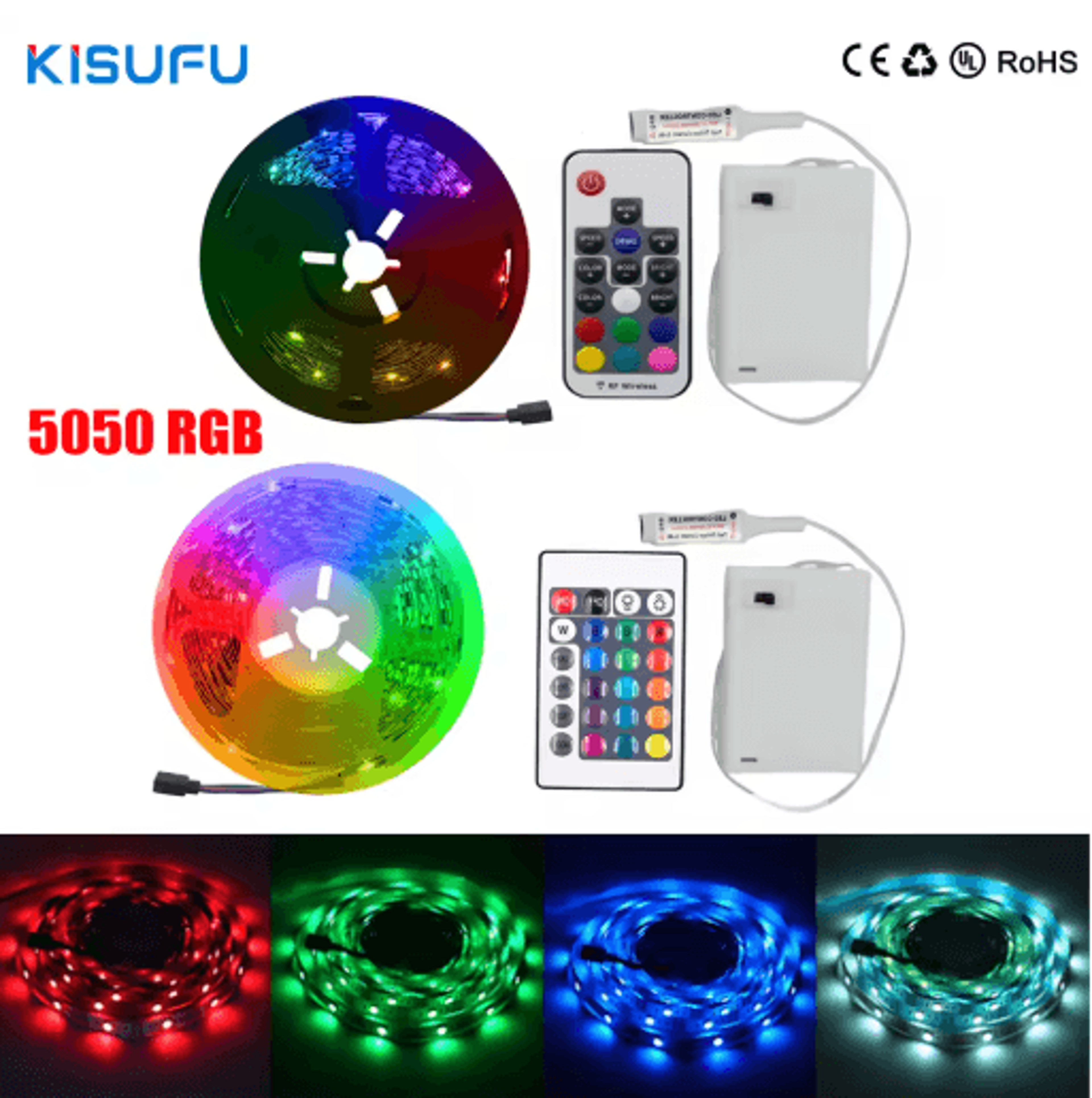 5V 5050 RGB LED Strip  BatteryPowered Remote Control Ribbon Lights 0