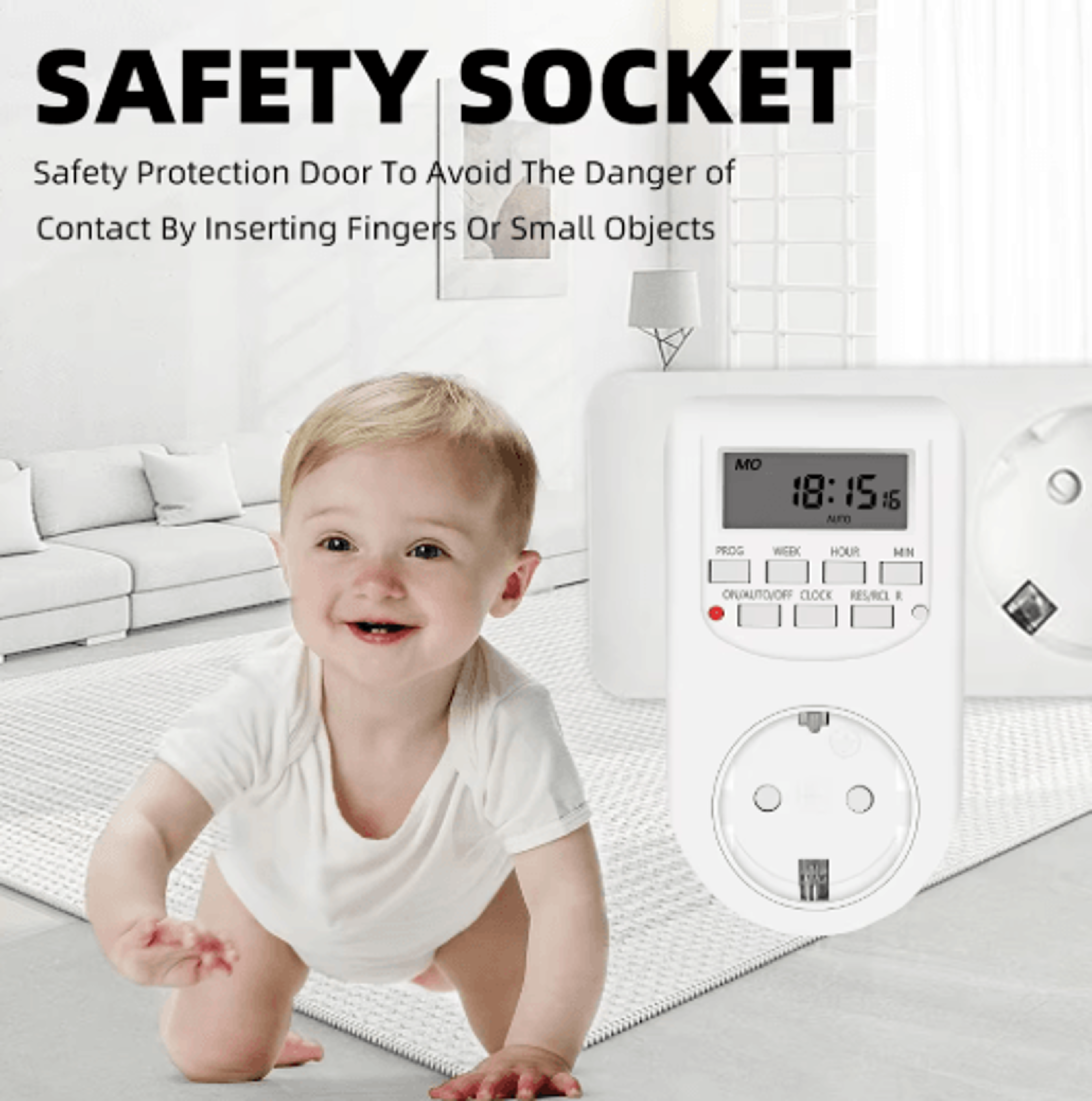 eu plug digital timer outlet – weekly programmable on/off socket