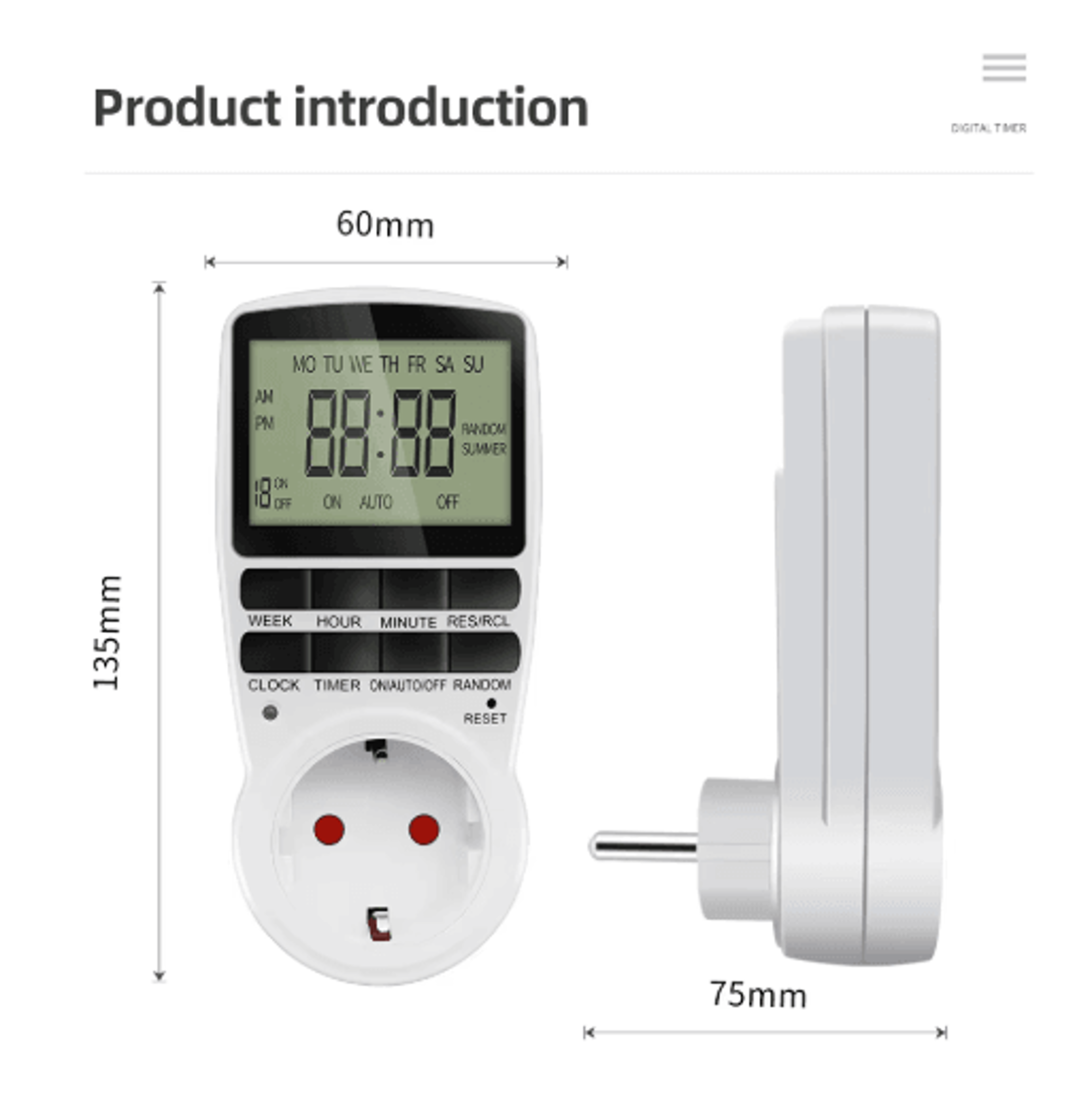 220V Digital Timer Socket  Programmable Electronic Outlet Switch 6