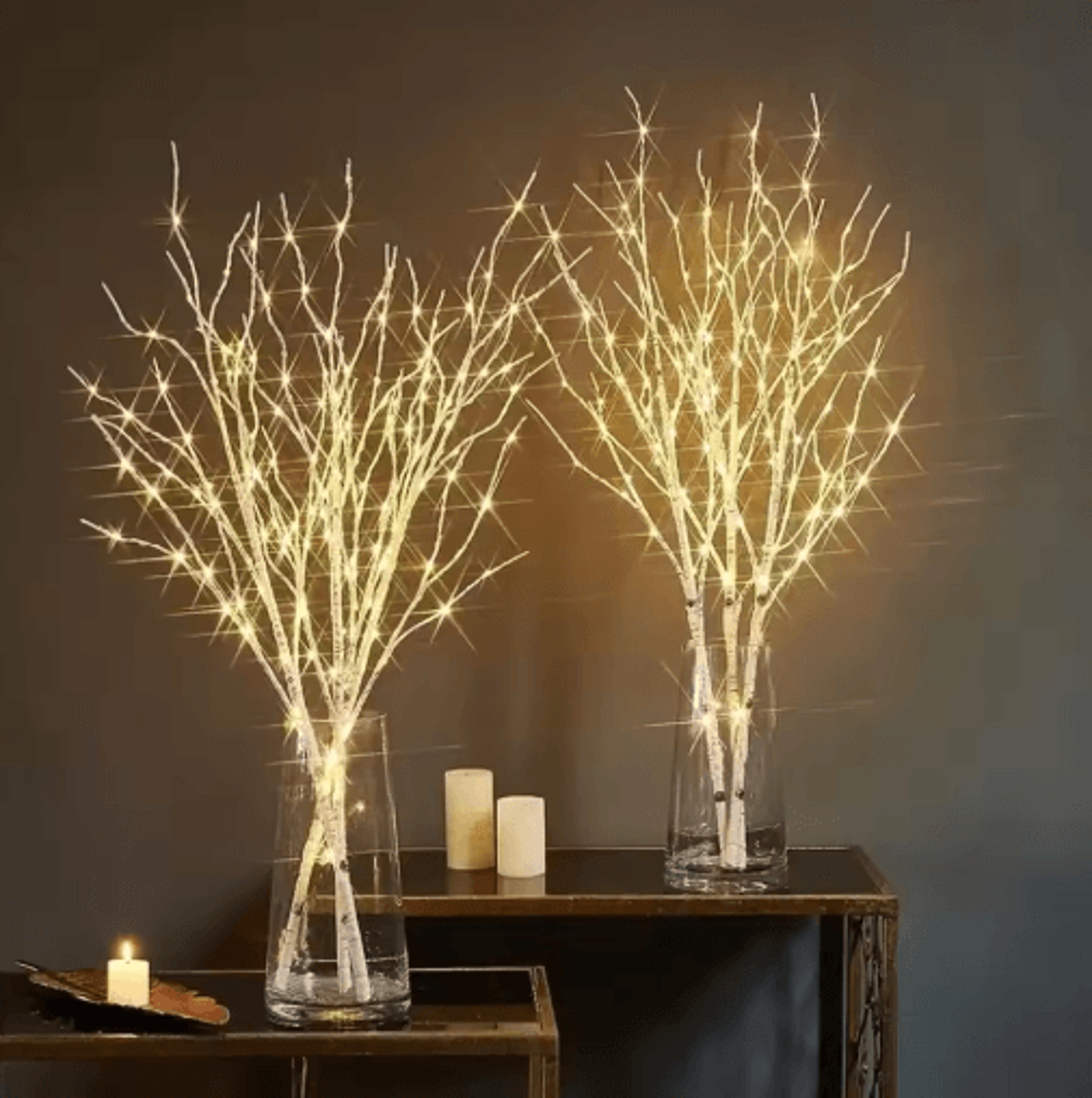 white birch branch led lights – battery-operated festive twig decor