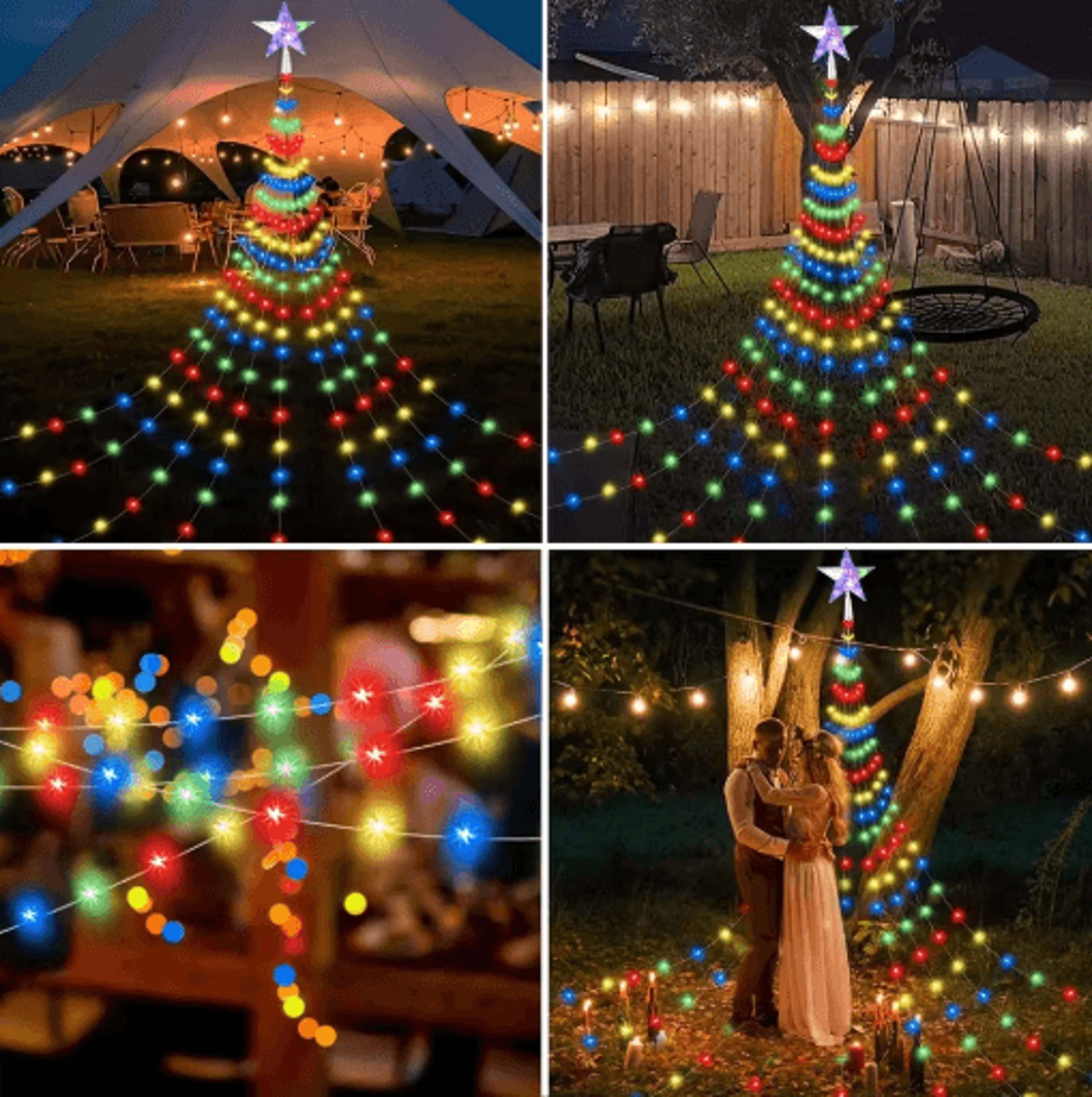 FivePointed Star Waterfall Lights  USBSolar Christmas String Lights 4