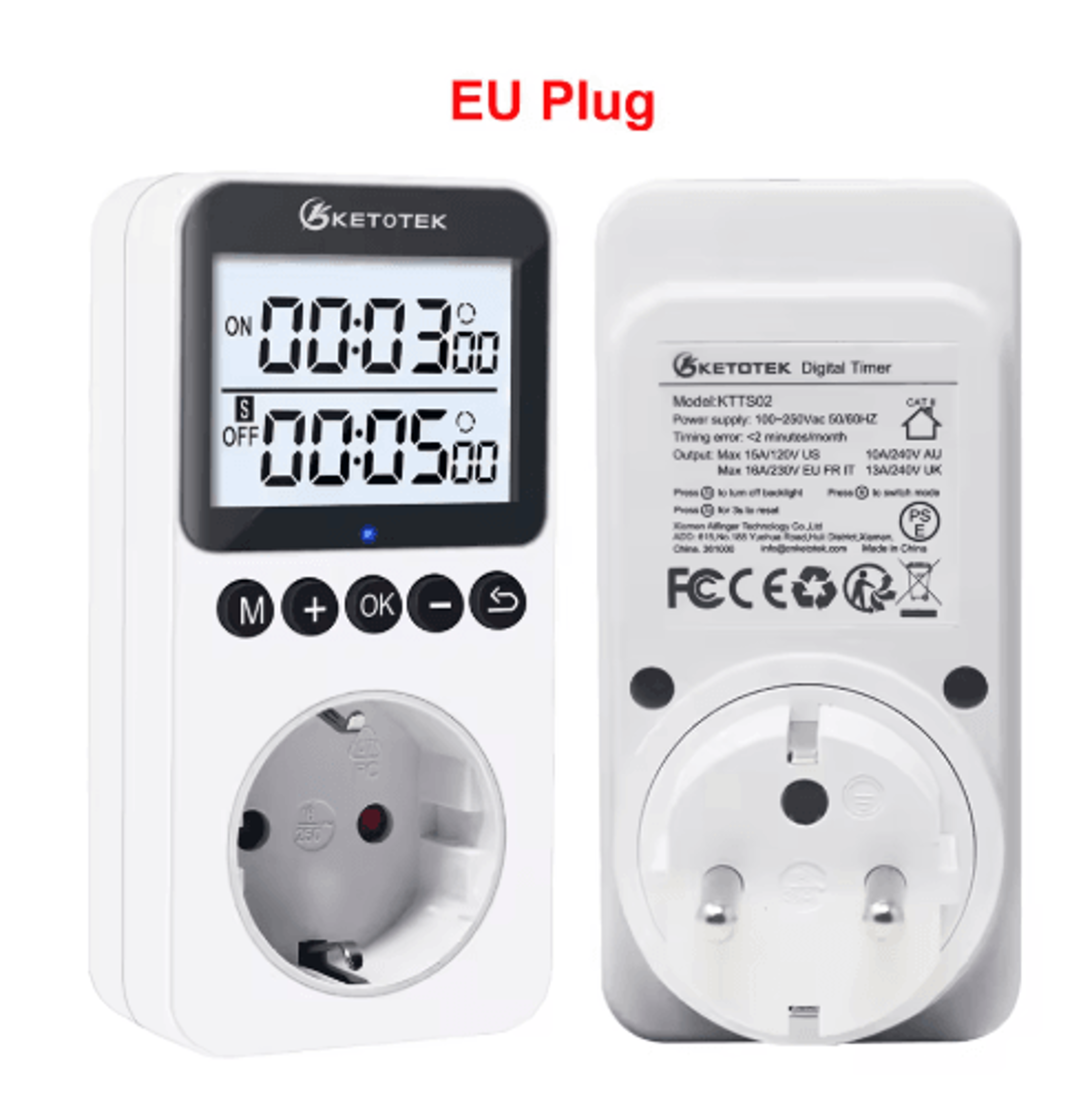 Digital Timer Socket  Intelligent Countdown Outlet With EUUKUS Plug Options 2