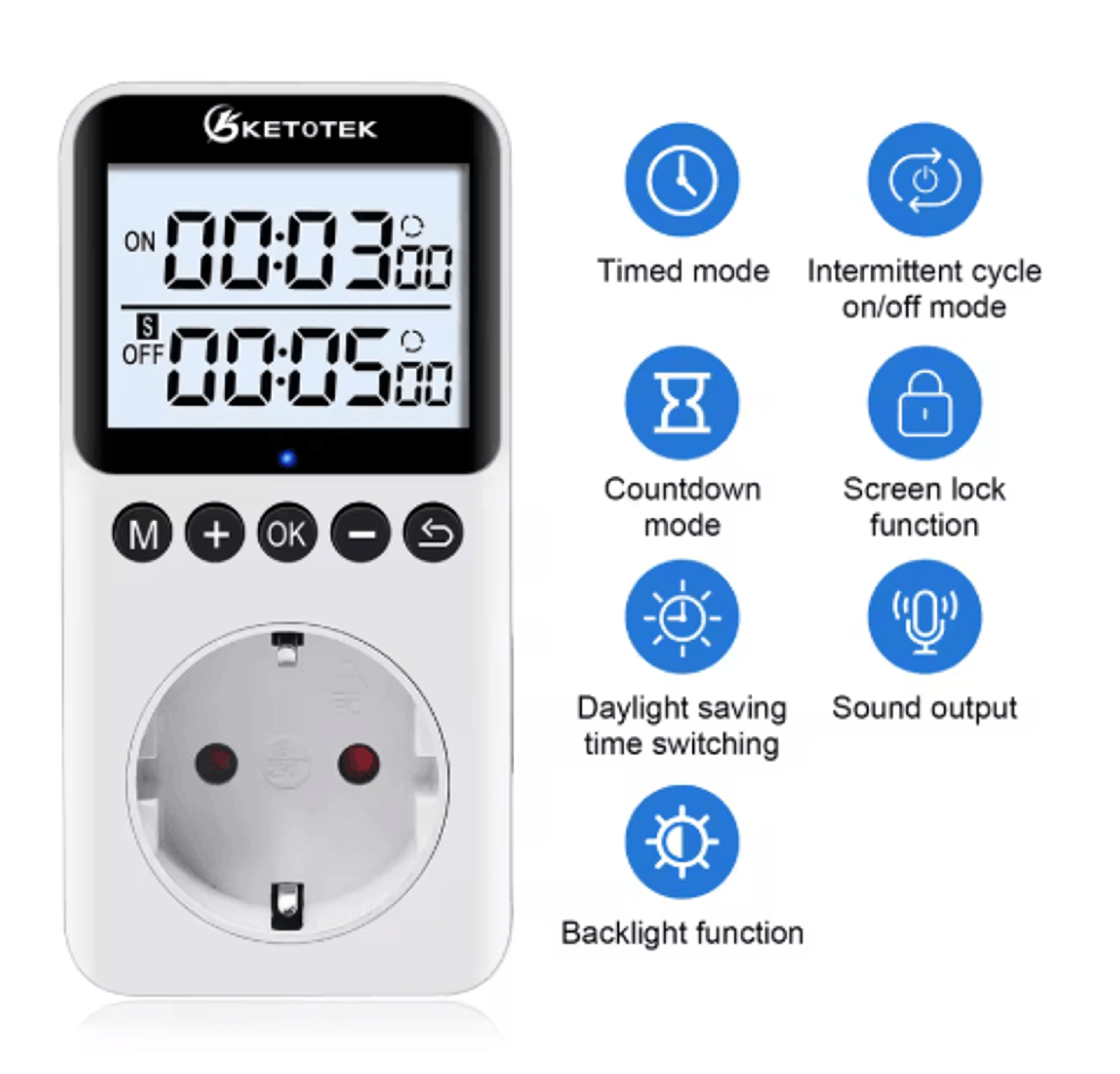 Digital Timer Socket  Intelligent Countdown Outlet With EUUKUS Plug Options 5