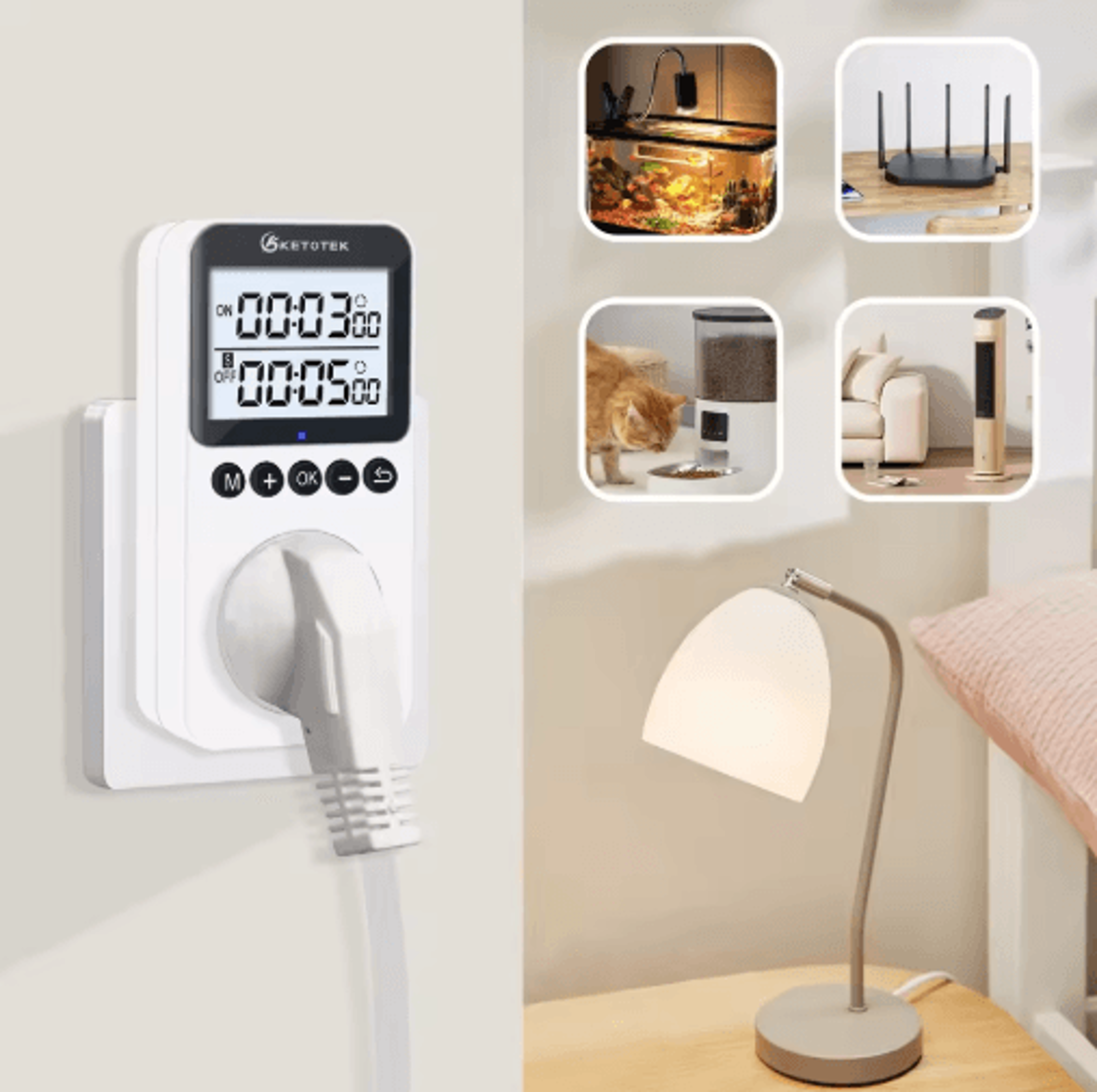 Digital Timer Socket  Intelligent Countdown Outlet With EUUKUS Plug Options 0