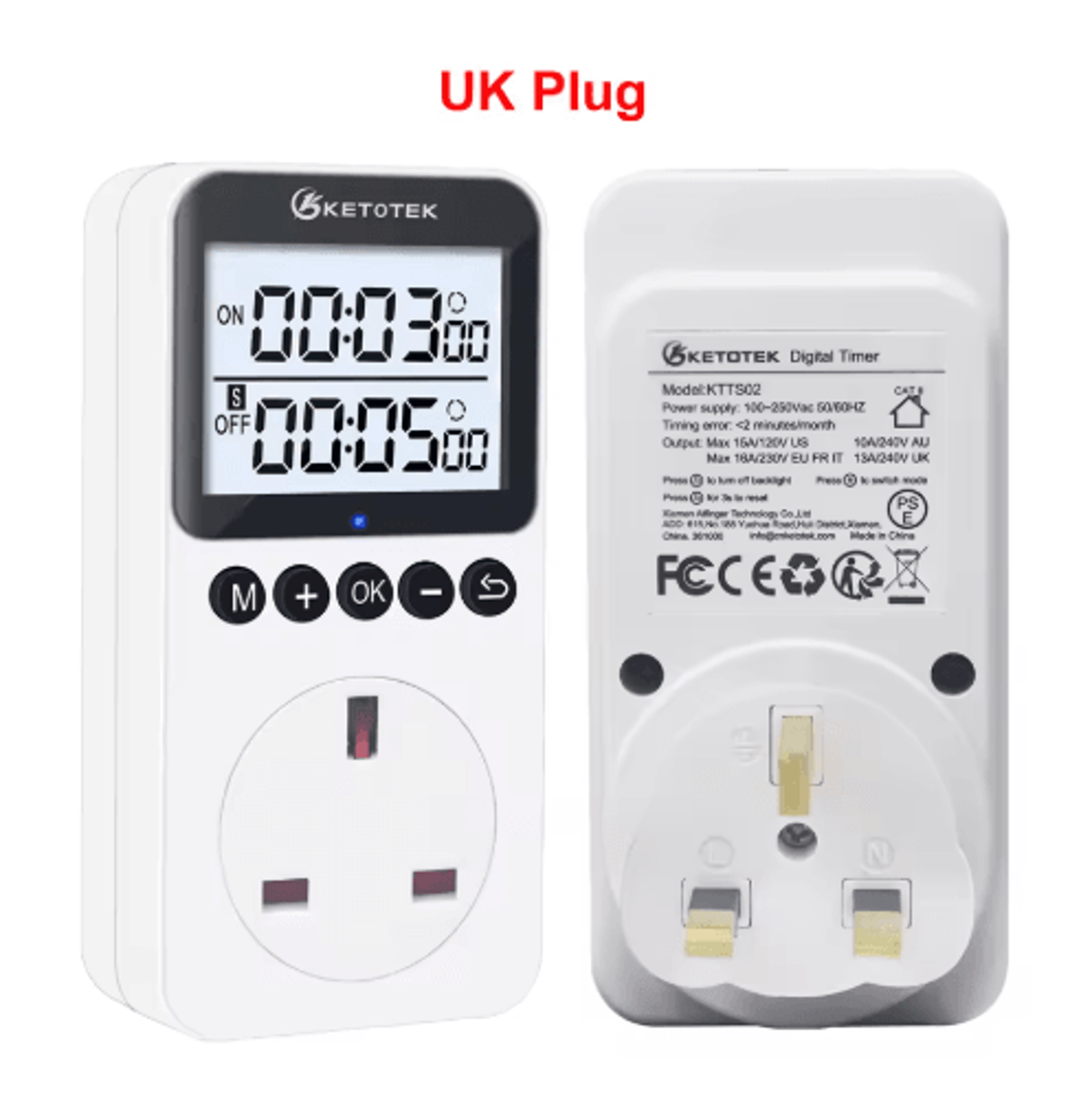 Digital Timer Socket  Intelligent Countdown Outlet With EUUKUS Plug Options 1