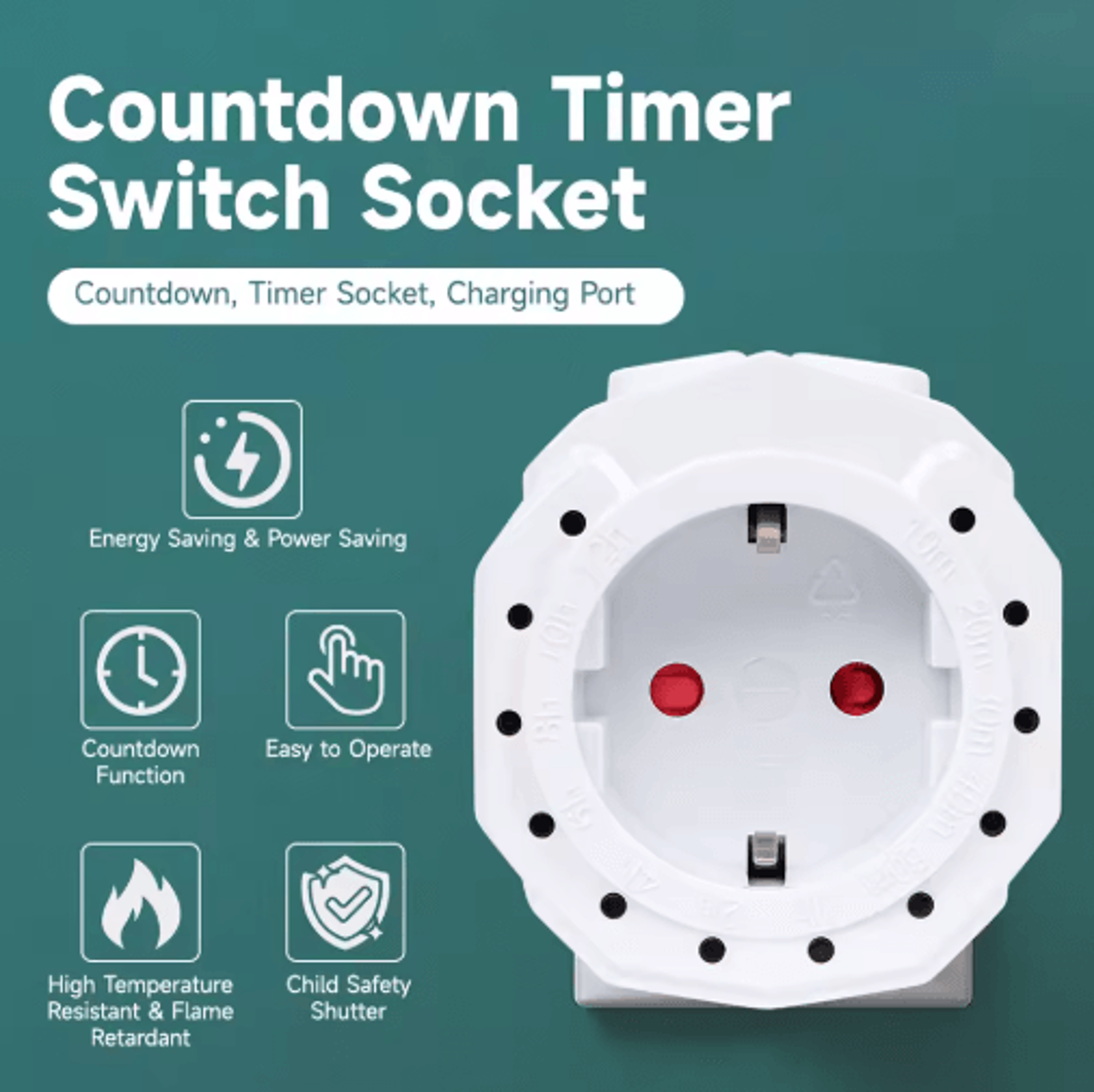 12Hour Countdown Timer Socket  220V EU Plug Smart Timing Outlet 0