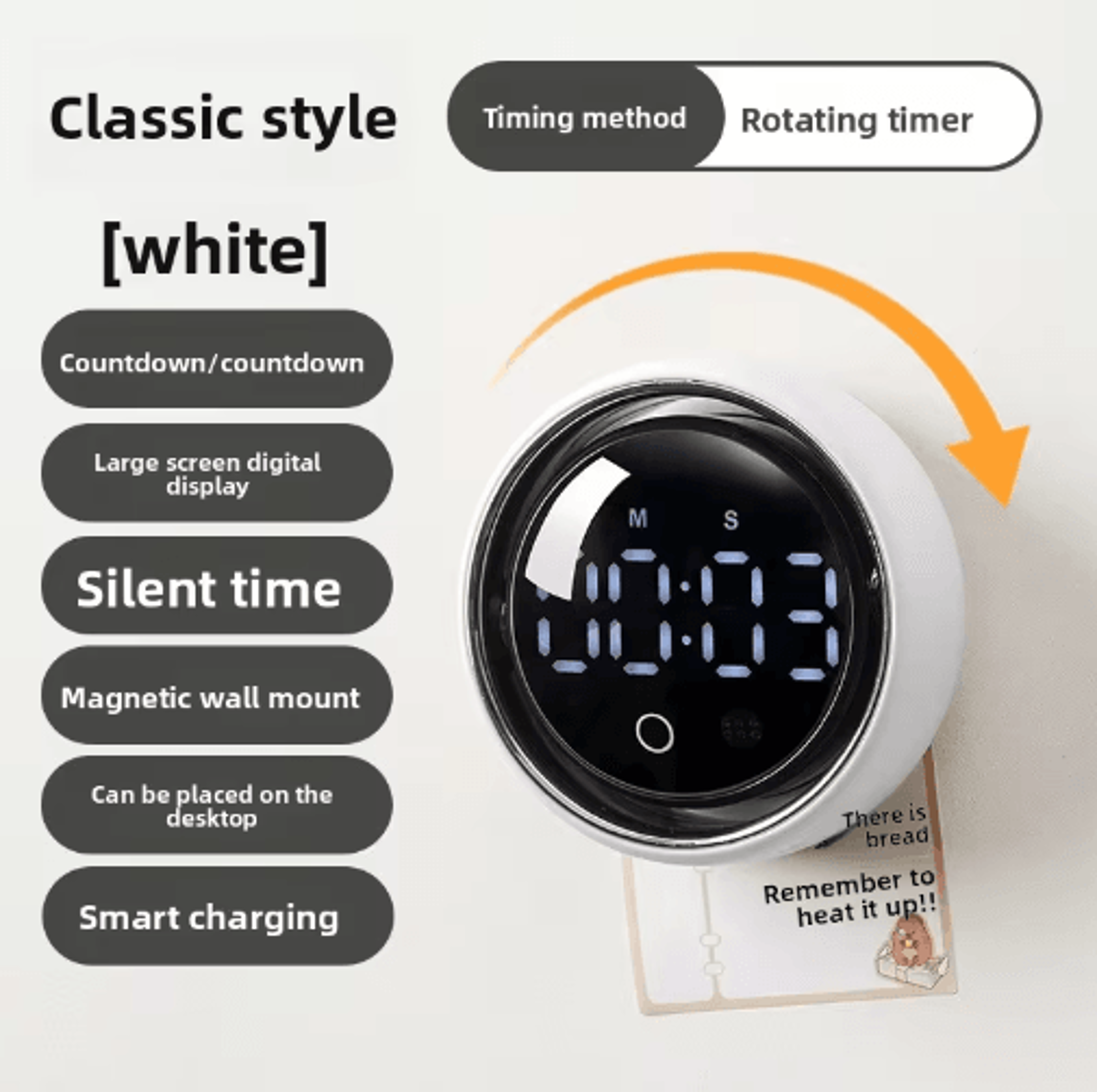 Smart Voice Magnetic Timer  English Kitchen Alarm  Timing Reminder 5