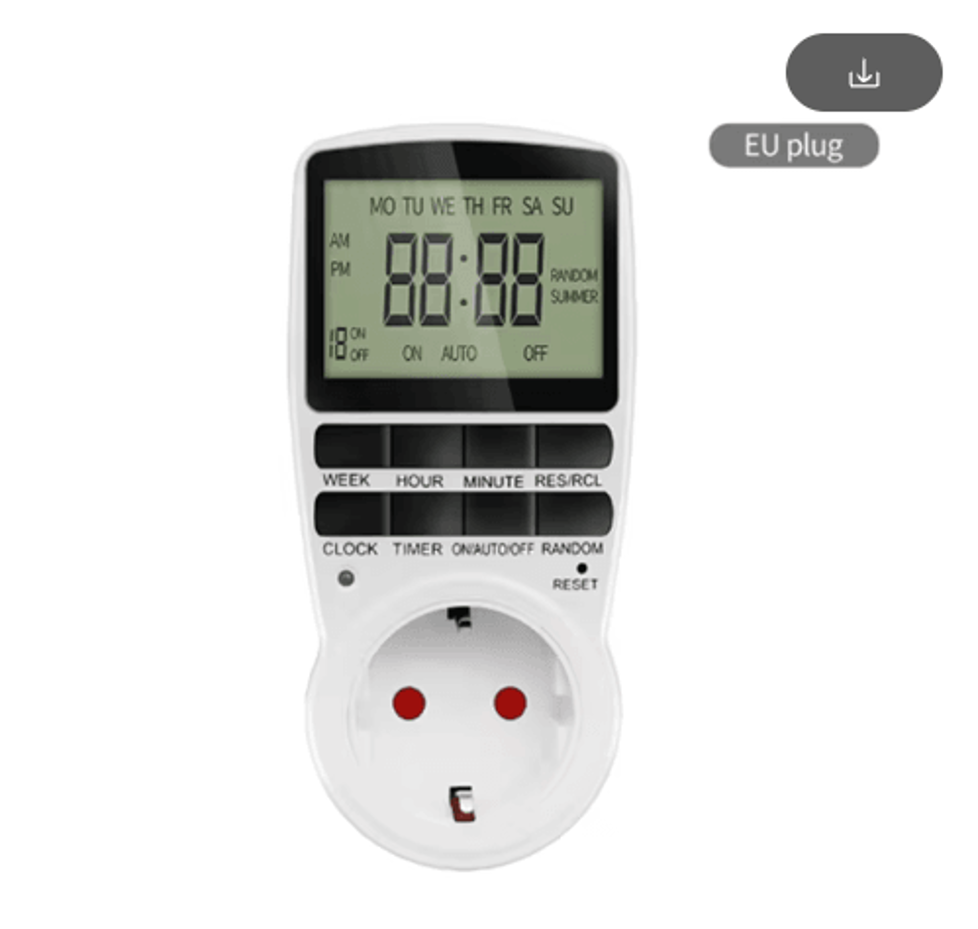 TM02 Digital Timer Outlet  1224 Hour Programmable Cyclic Timing Socket 4