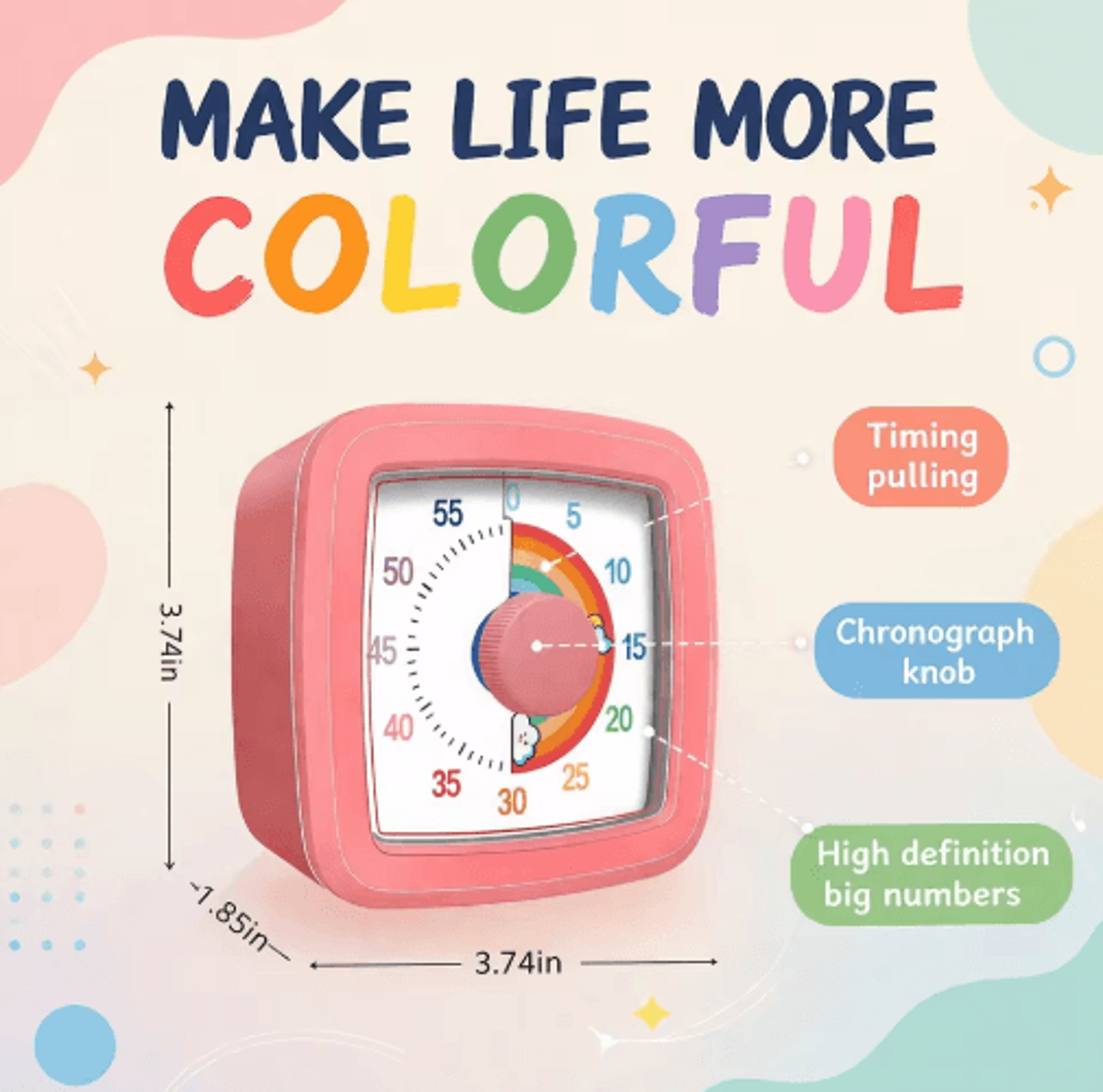 Kids Visual Timer With Night Light  Digital Pomodoro  Stopwatch Timer 6