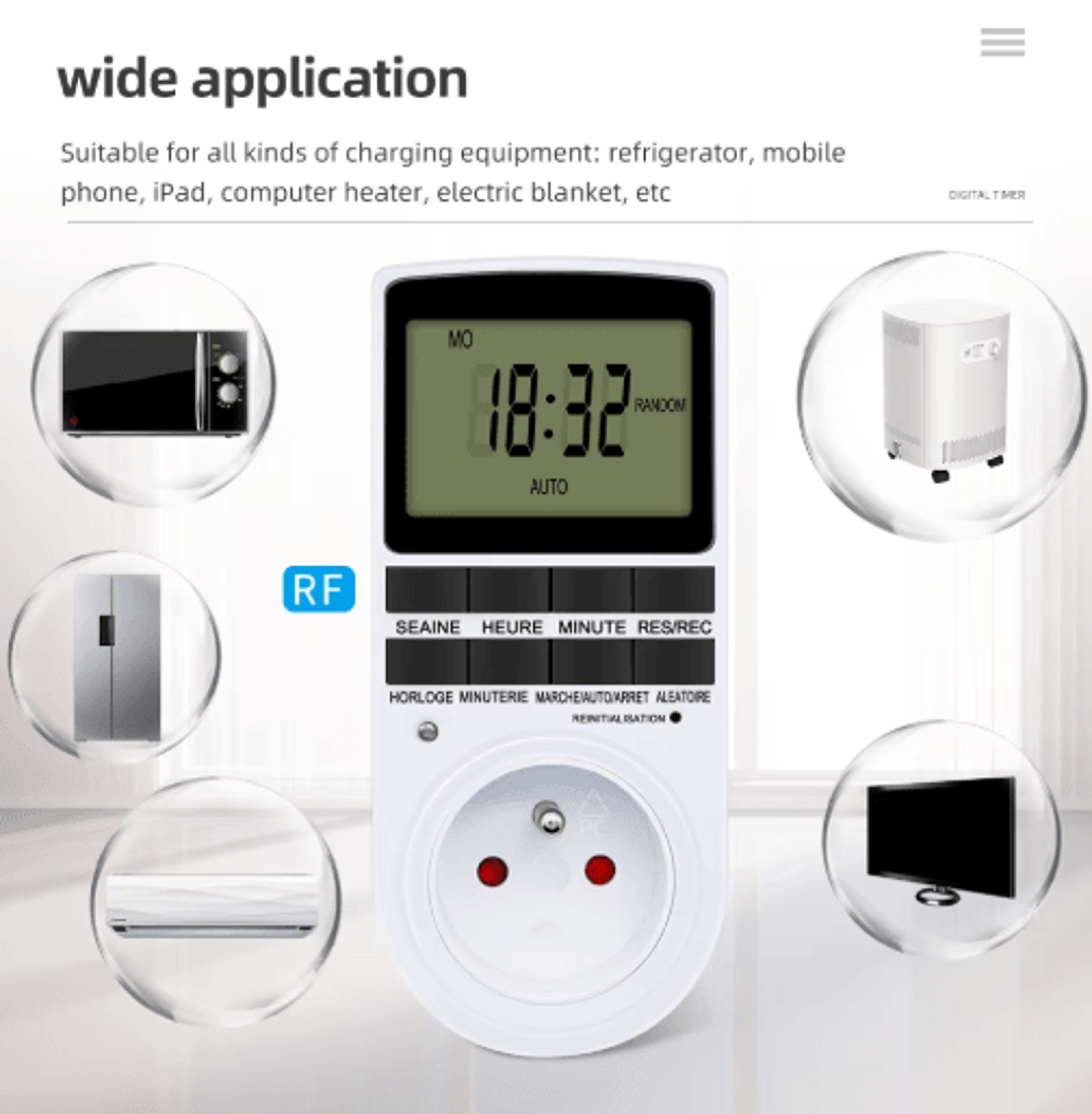 24Hour Digital Timer Outlet  220V Programmable Cyclic Timing Socket 8