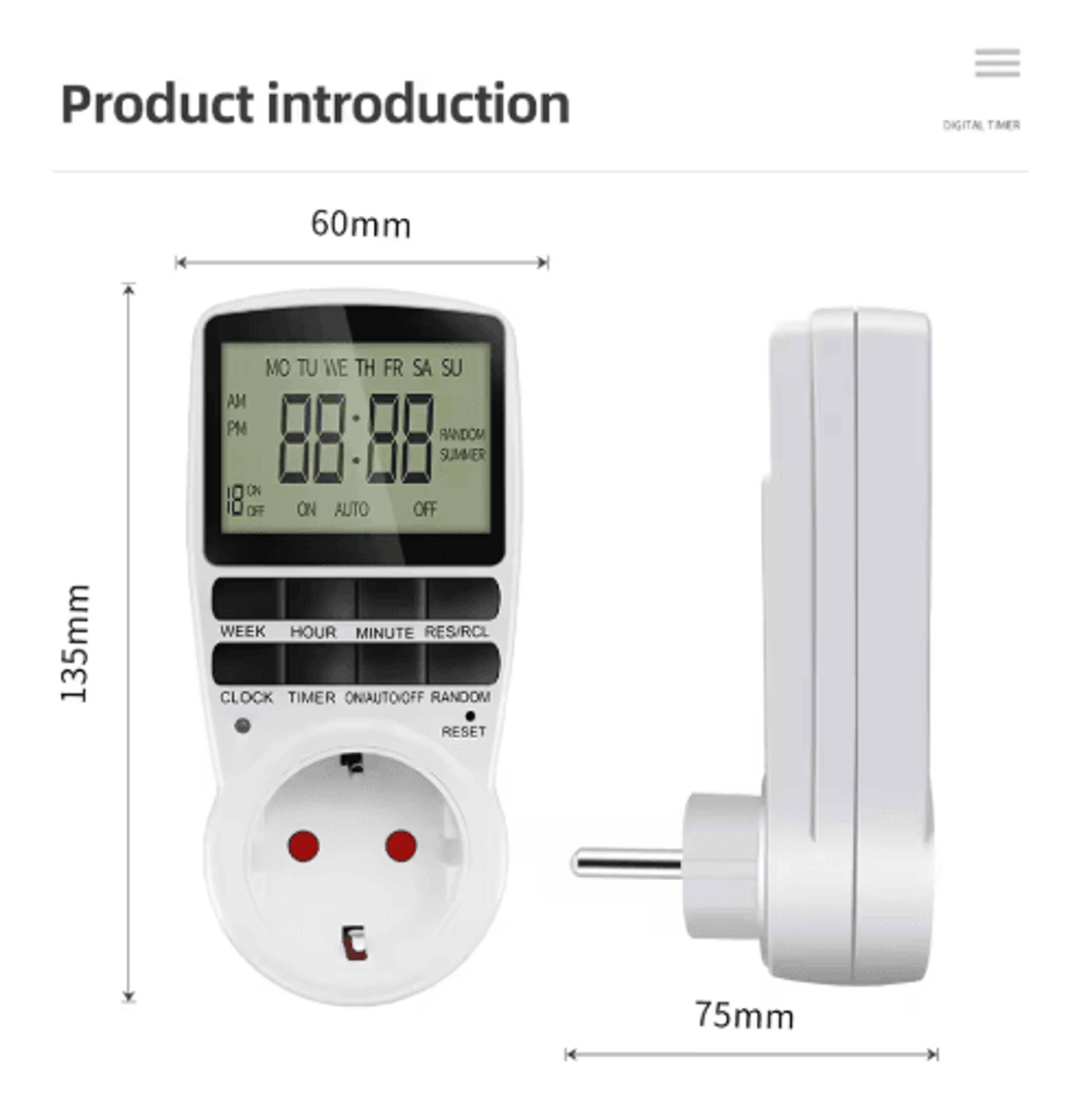 220V Digital Timer Socket Programmable Electronic Outlet Switch 6