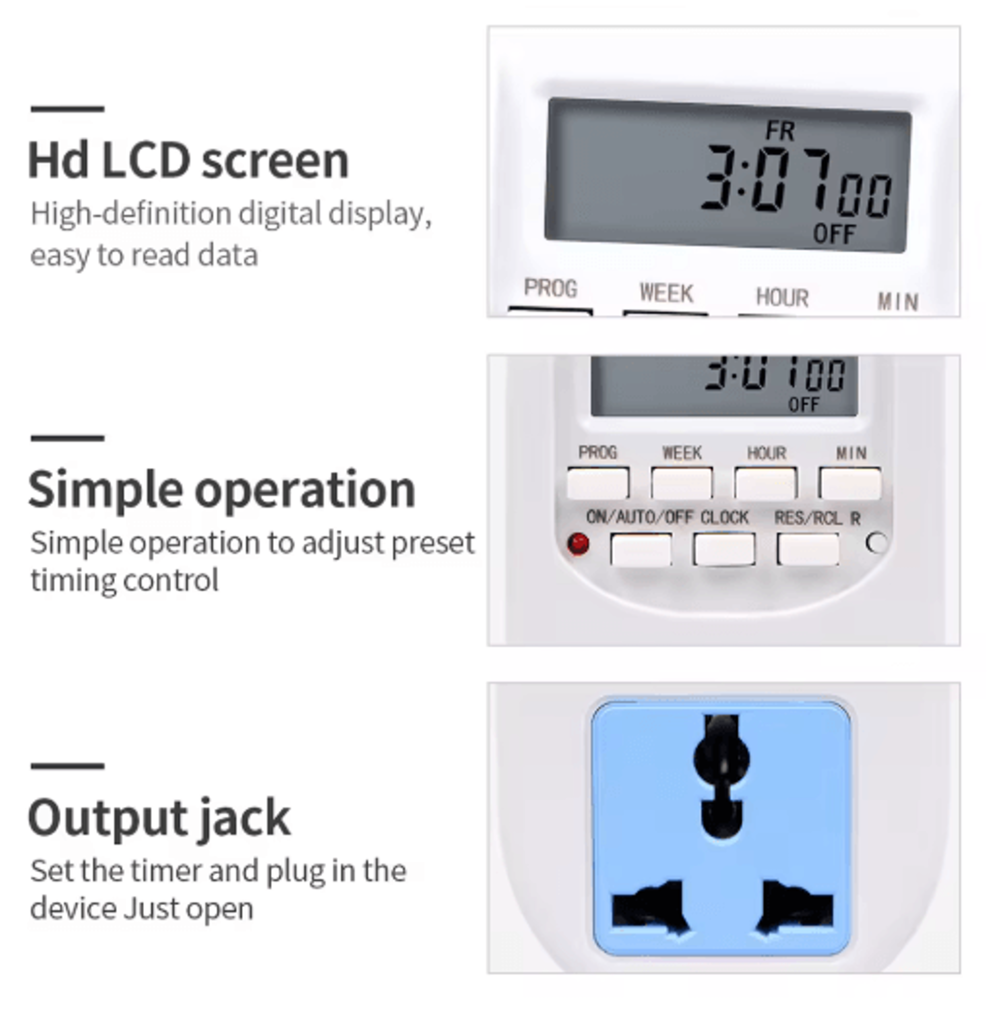 220V Weekly Digital Timer Switch  Programmable EU Plug Outlet 2