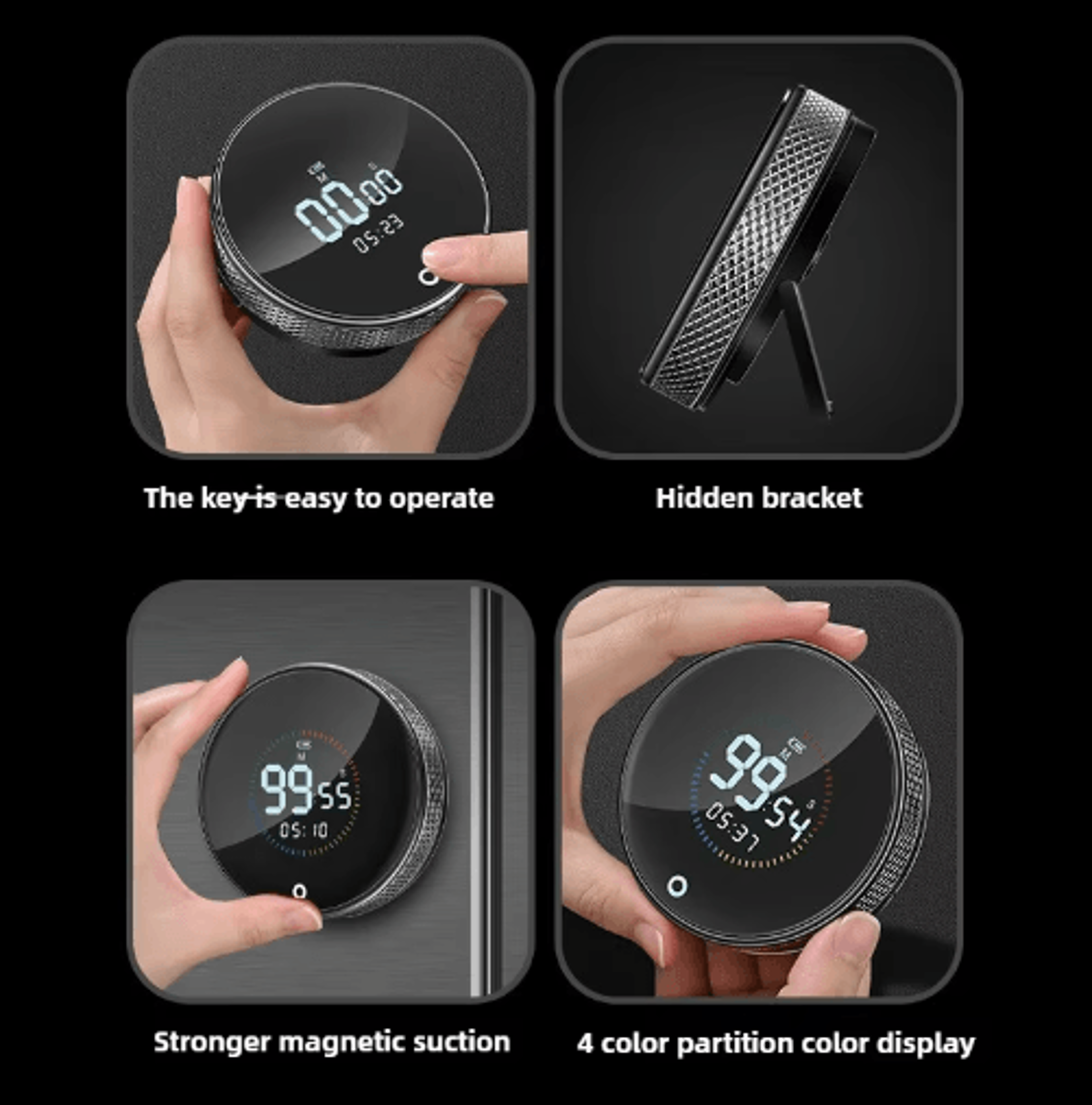 USB Rechargeable Magnetic Rotary Timer  Digital Countdown For Kitchen  Study 6