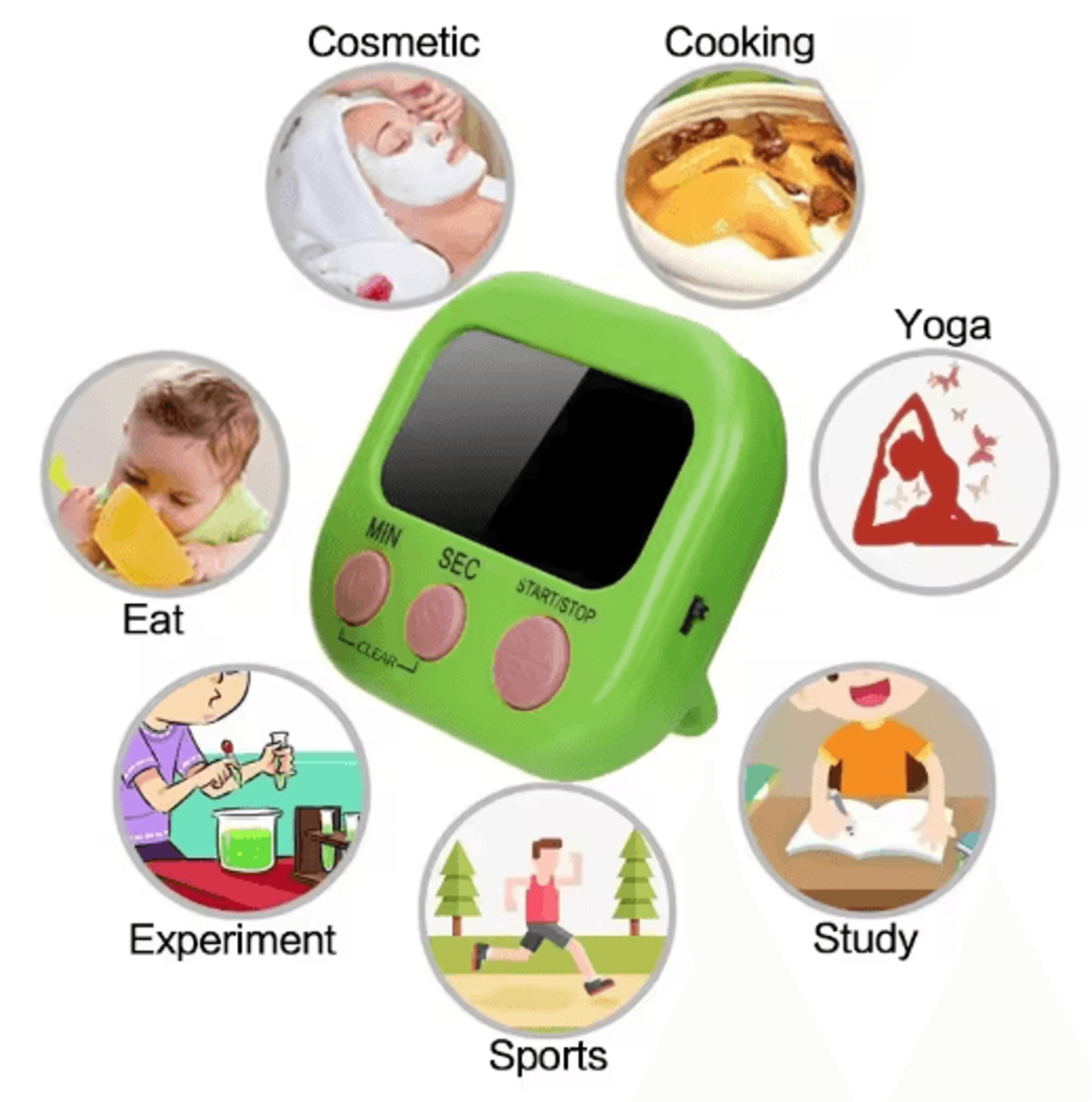Stonego LCD Magnetic Kitchen Timer  Large Display Countdown Alarm 8