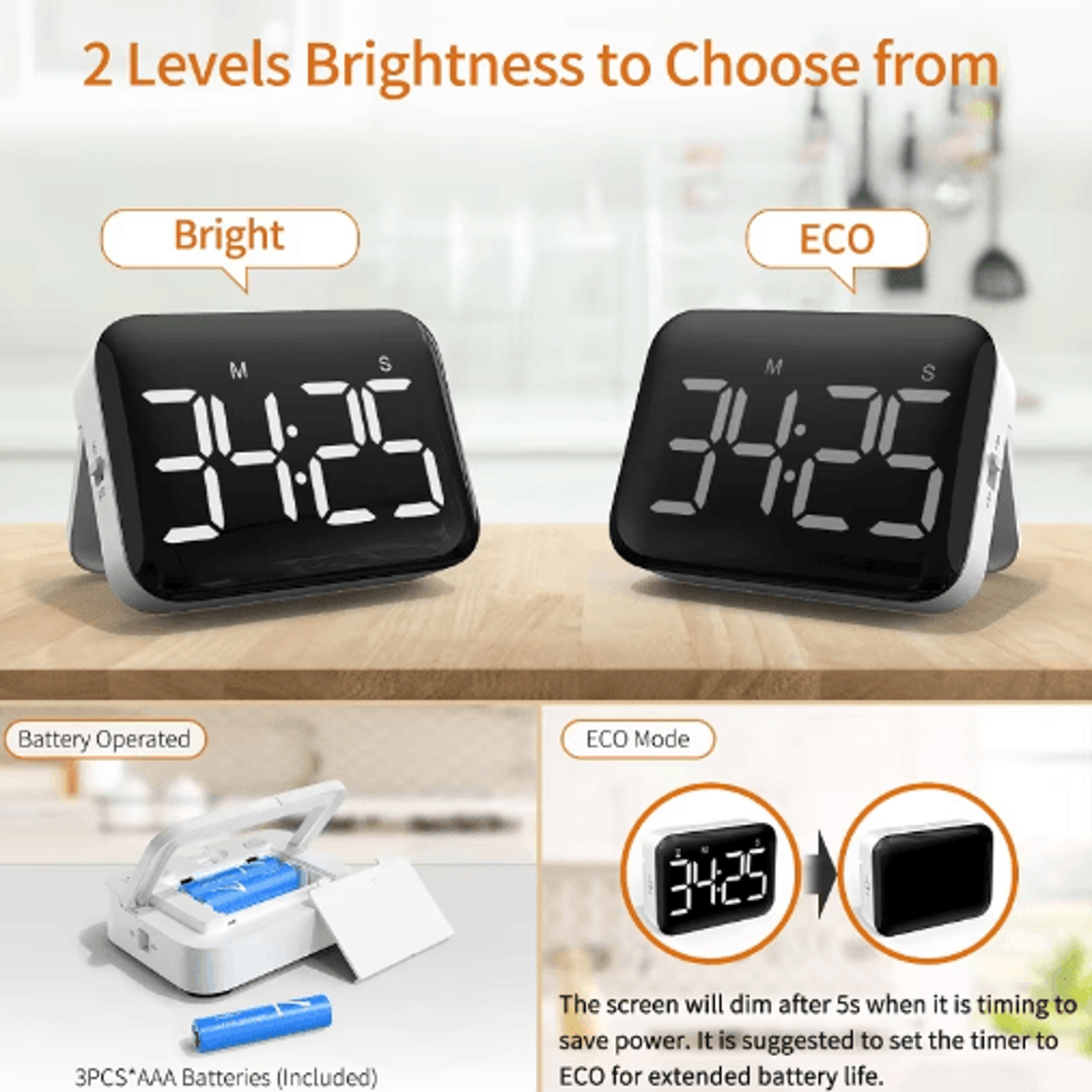 Large Display Magnetic Kitchen Timer  Count Up  Countdown Timer 0