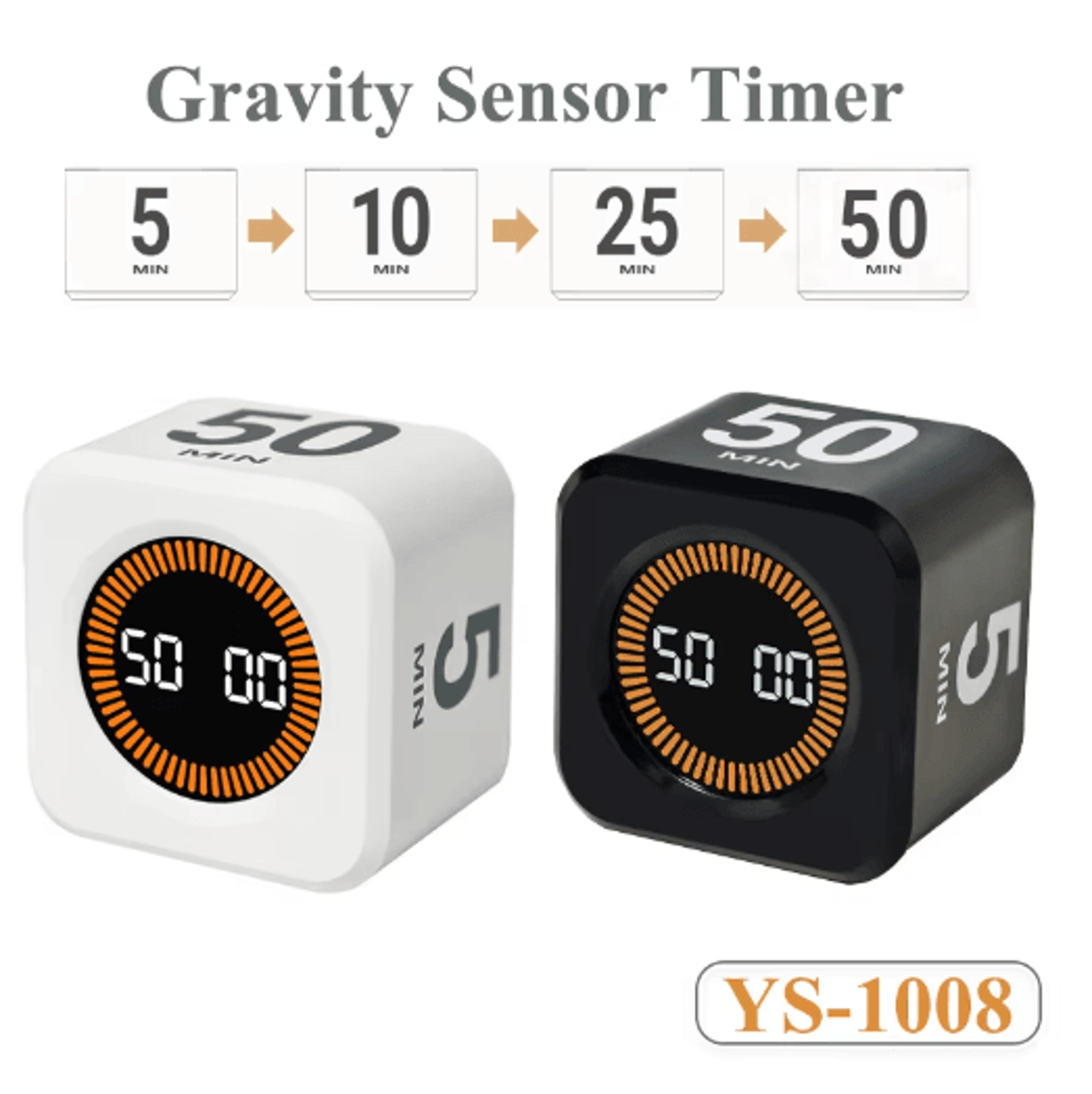 Rechargeable Digital Cube Timer  Gravity Flip Visual Countdown With 4 Presets 0