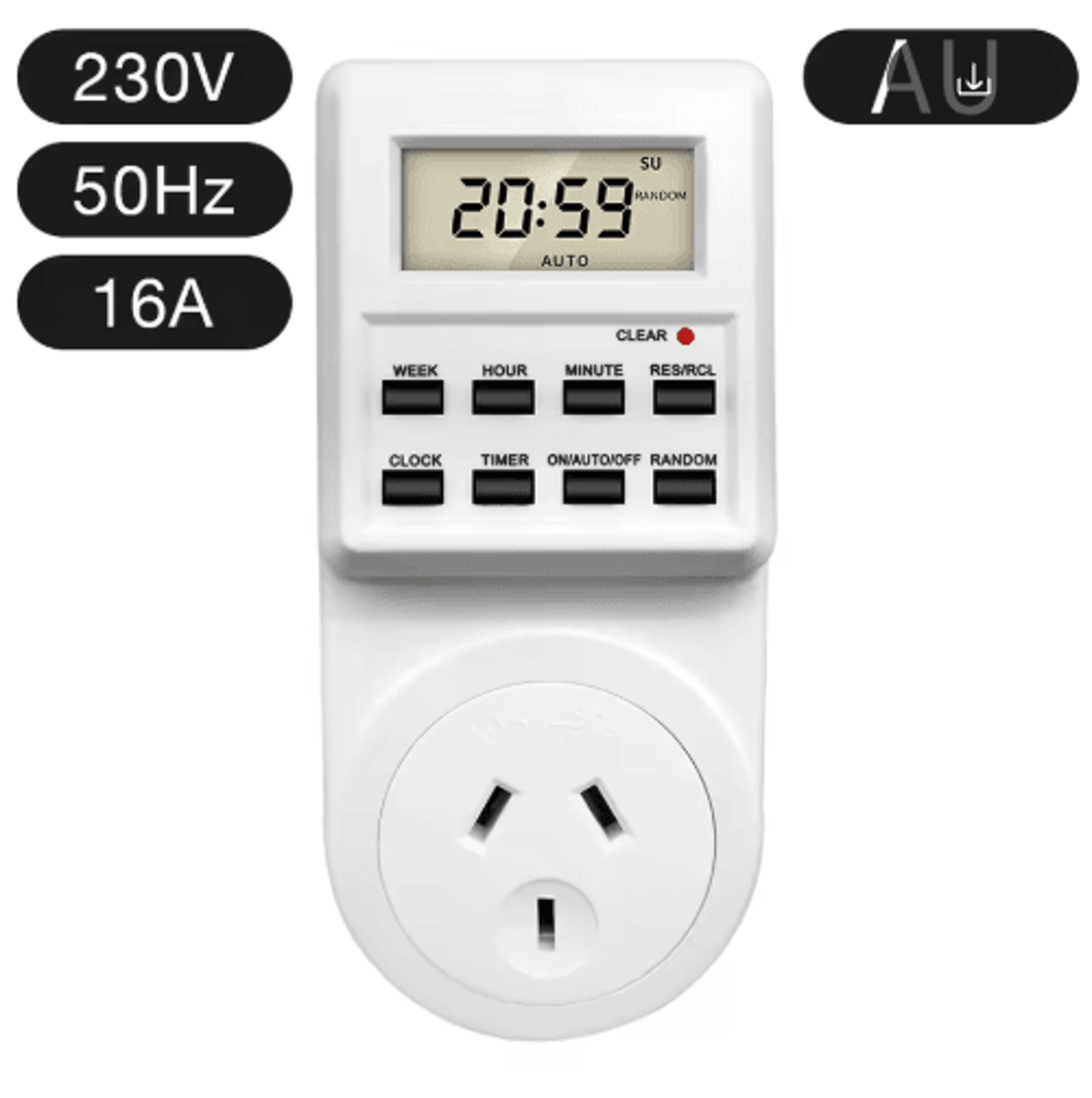 24Hour Digital Timer Socket  Programmable Electronic Outlet Switch 6