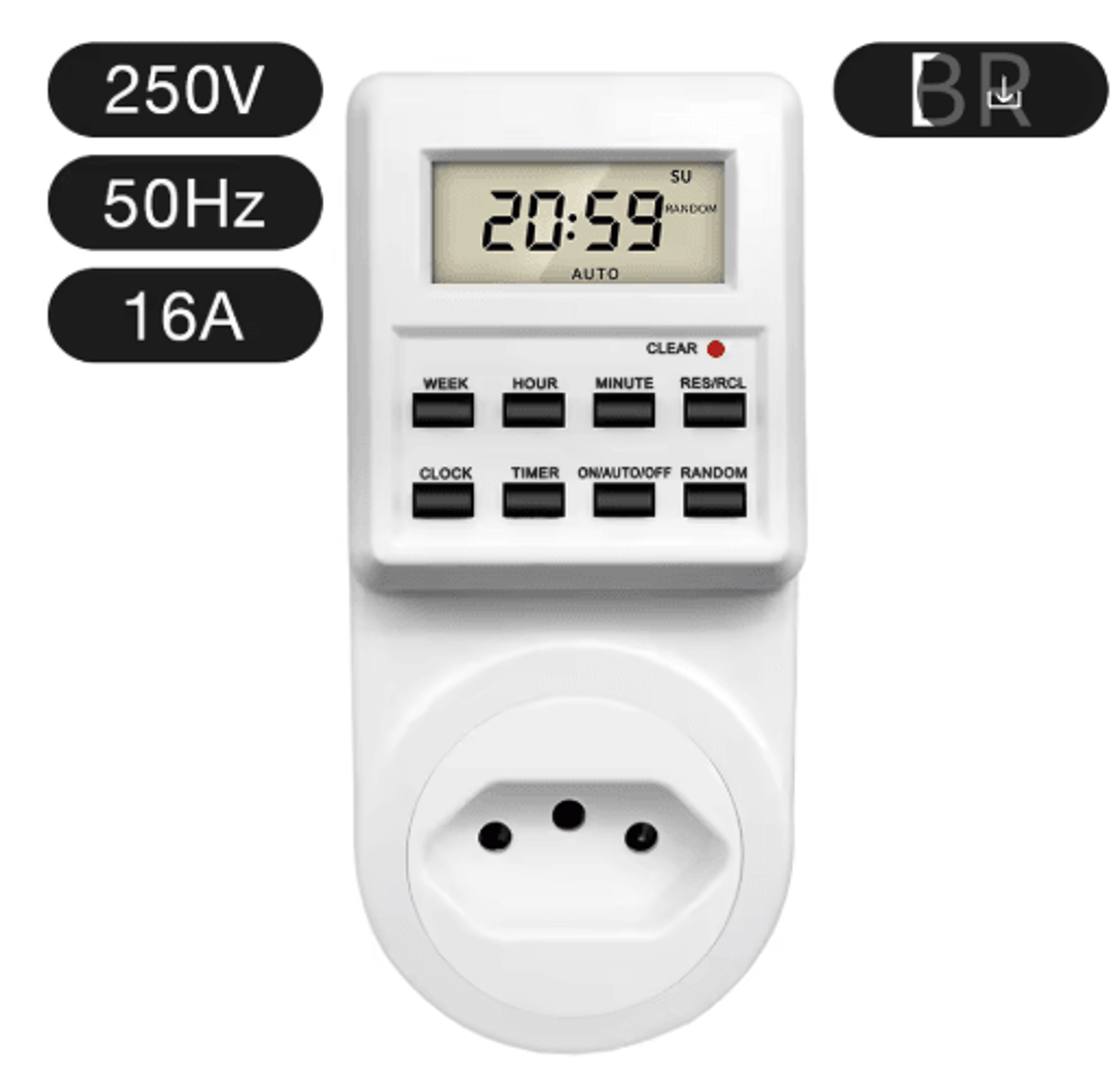 24Hour Digital Timer Socket  Programmable Electronic Outlet Switch 3