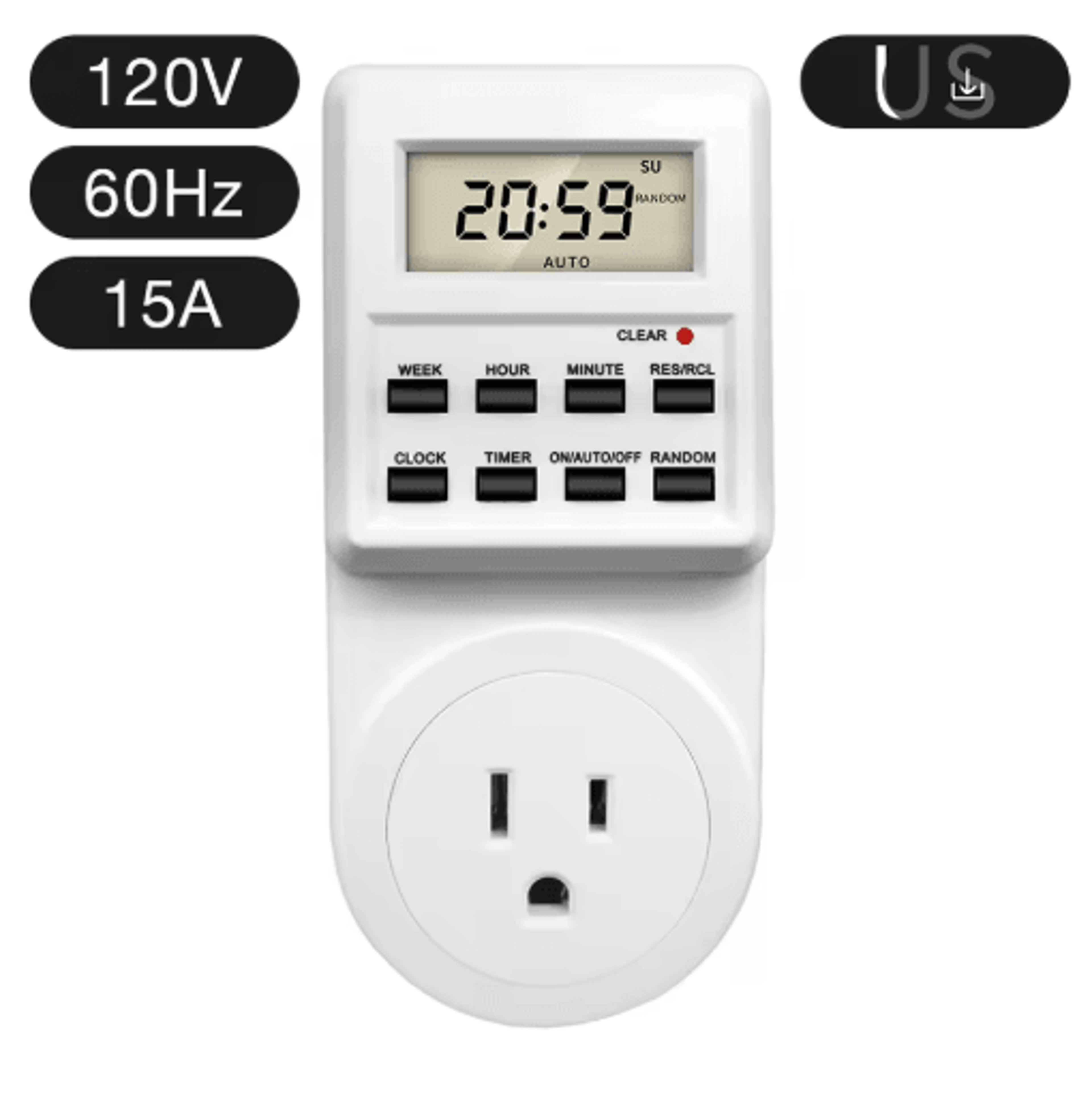 24Hour Digital Timer Socket  Programmable Electronic Outlet Switch 8