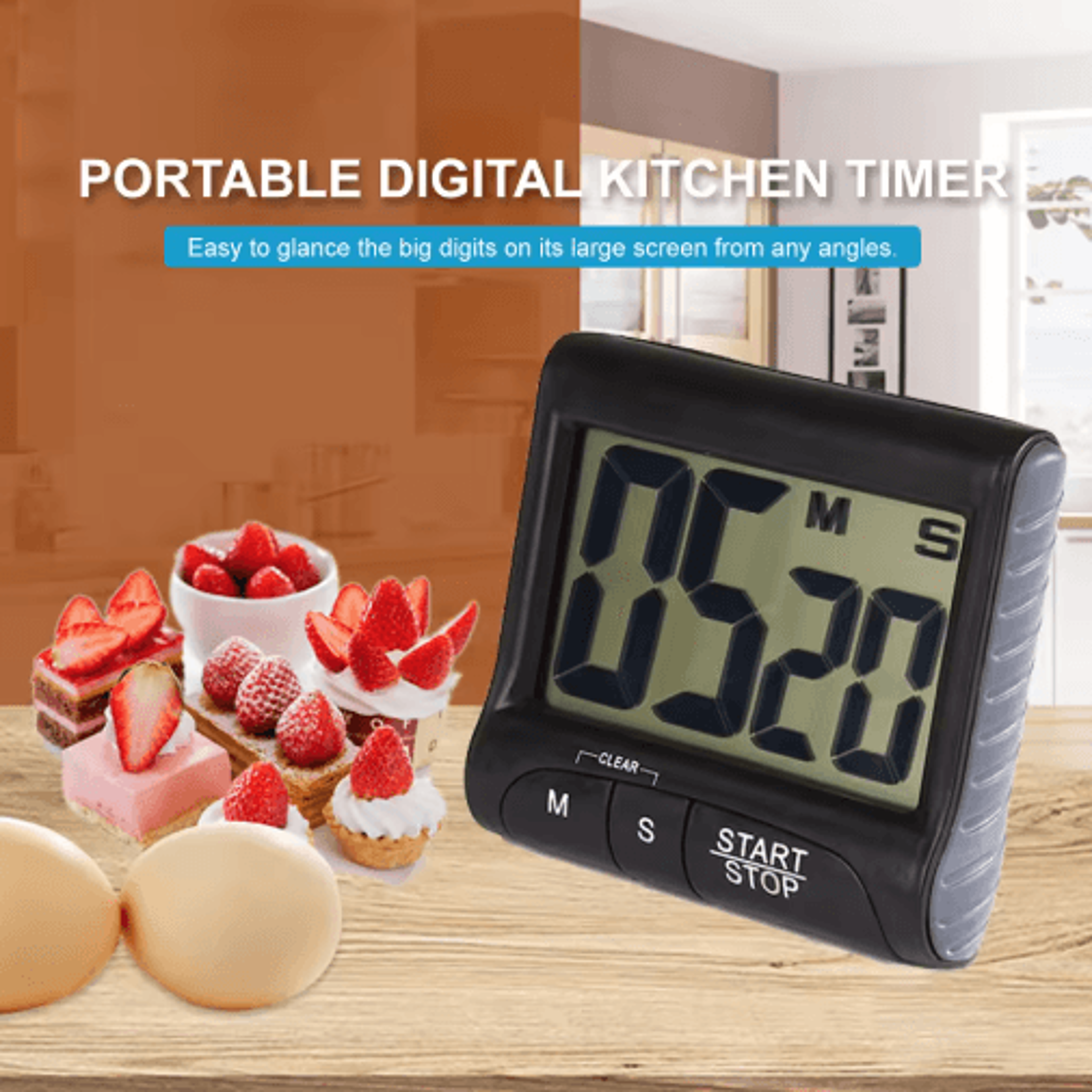 Digital Kitchen Timer  LCD Cooking Timer With Magnet Stand  Loud Alarm 4