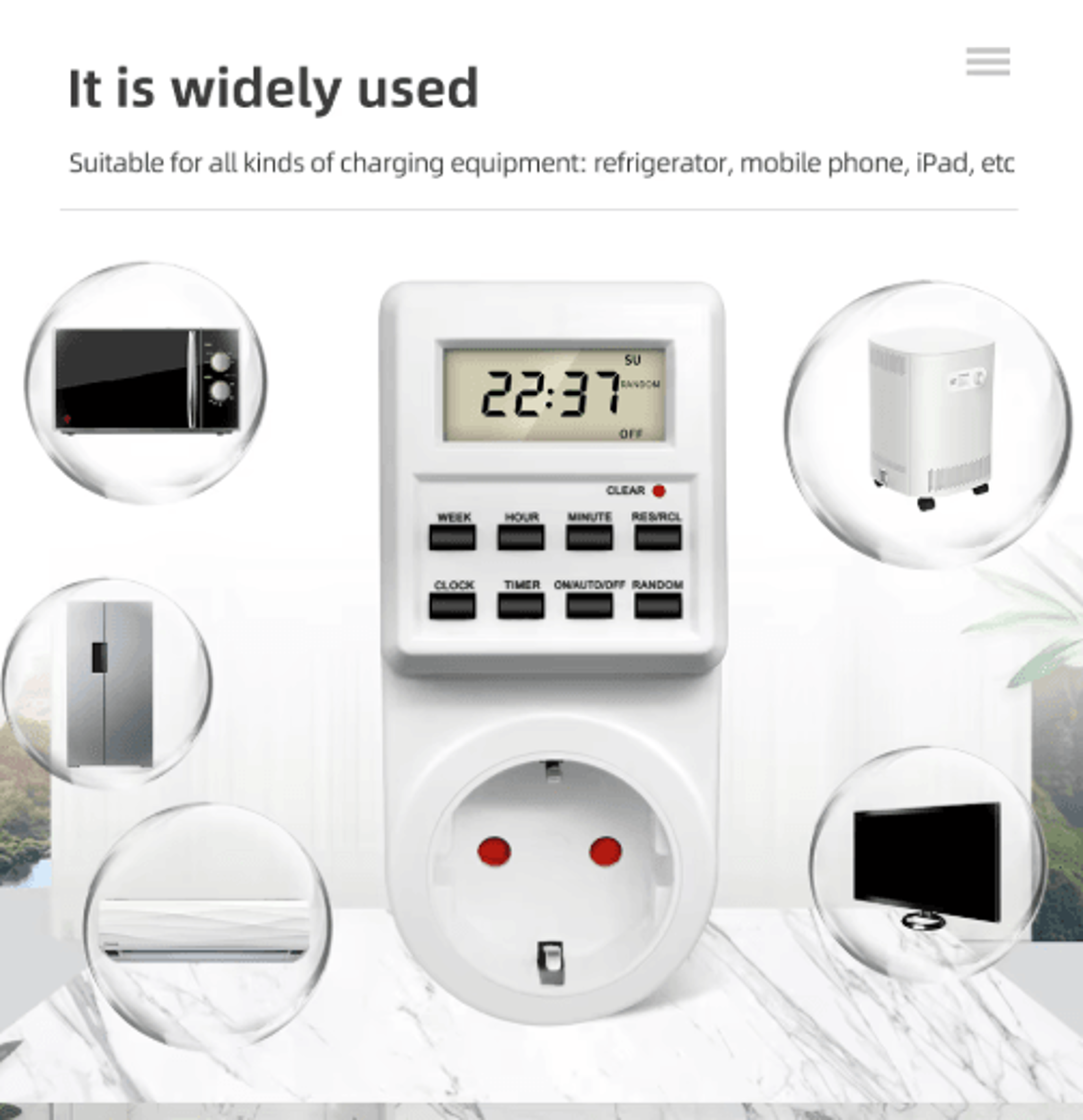 24Hour Digital Timer Socket  Programmable Cyclic Outlet Switch 11
