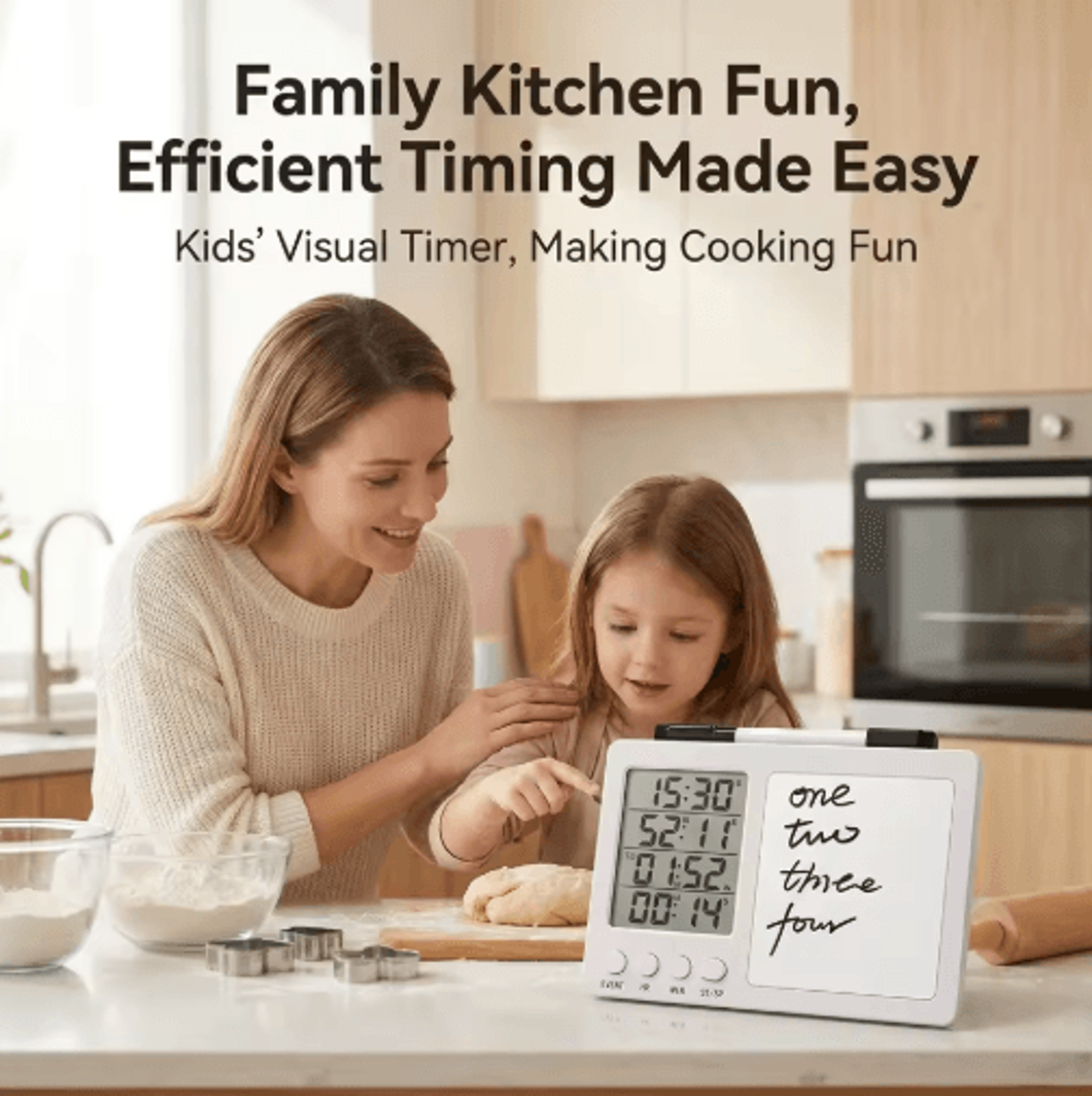 KT002 4Channel Digital Kitchen Timer  Large LCD Count Up  Countdown Timer 2