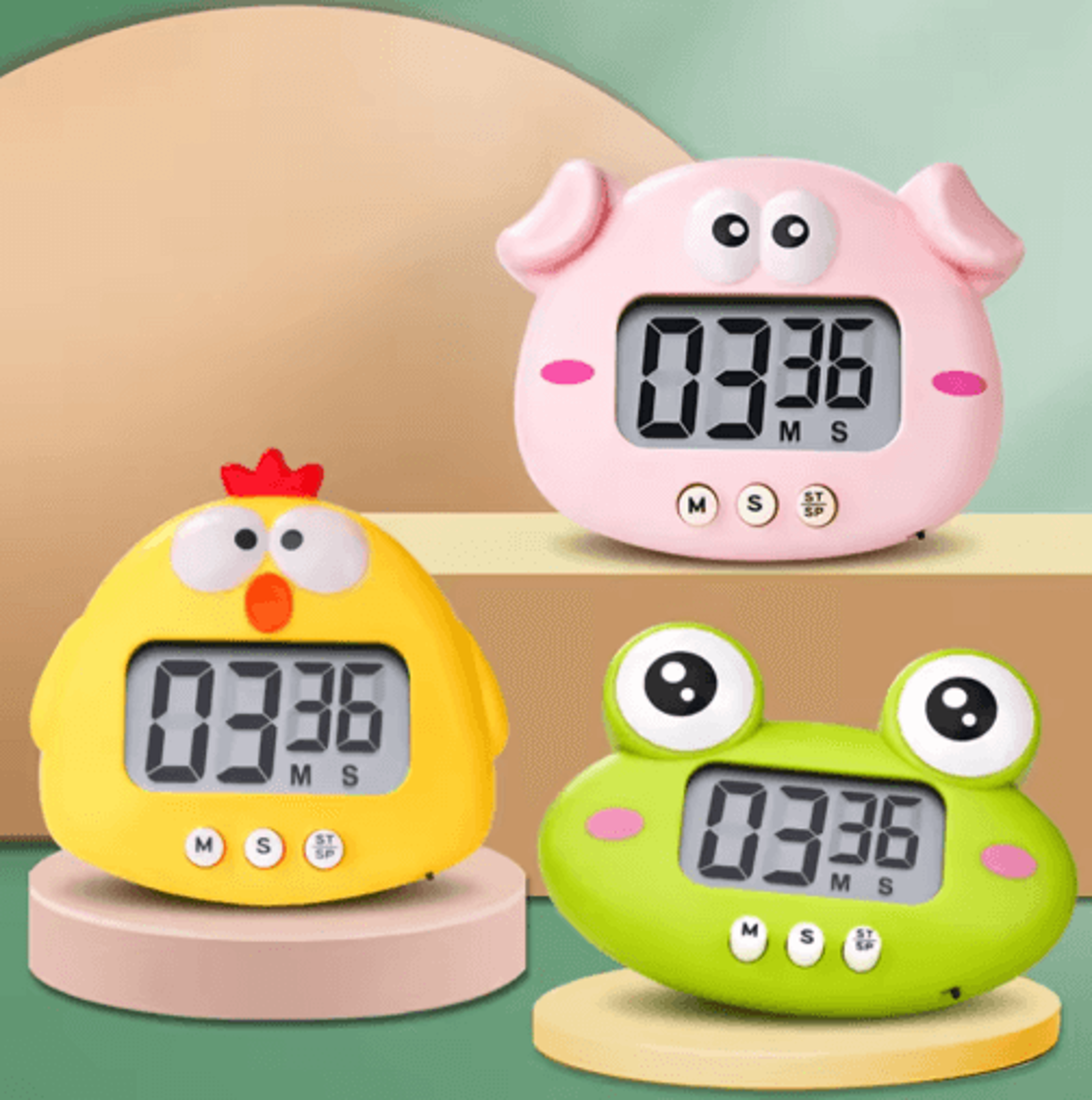 Cute Animal Magnetic Kitchen Timer  LCD Countdown Time Manager 0