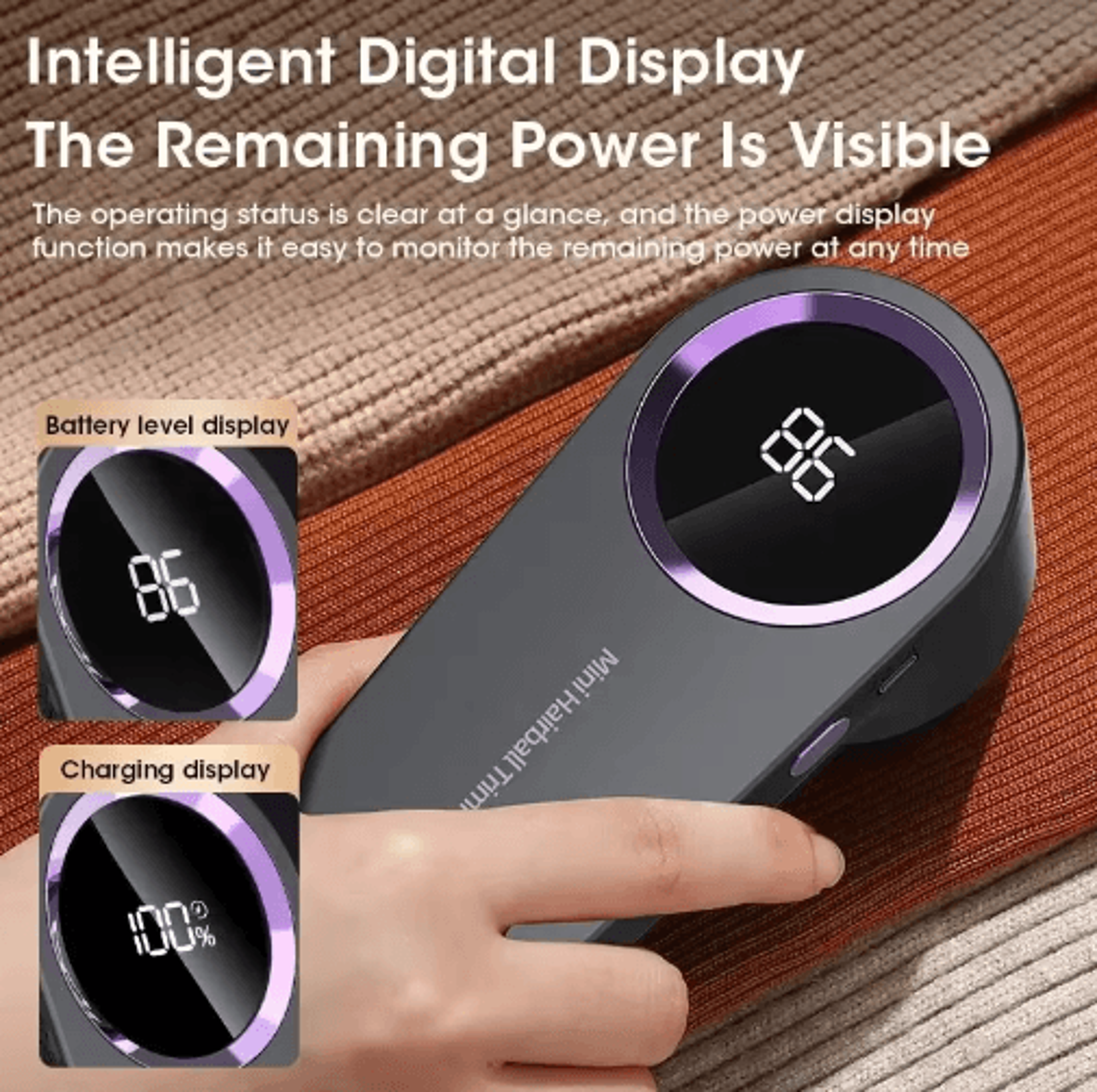 Electric Lint Remover  Digital Display Fabric Shaver For Clothes  Sweaters 4