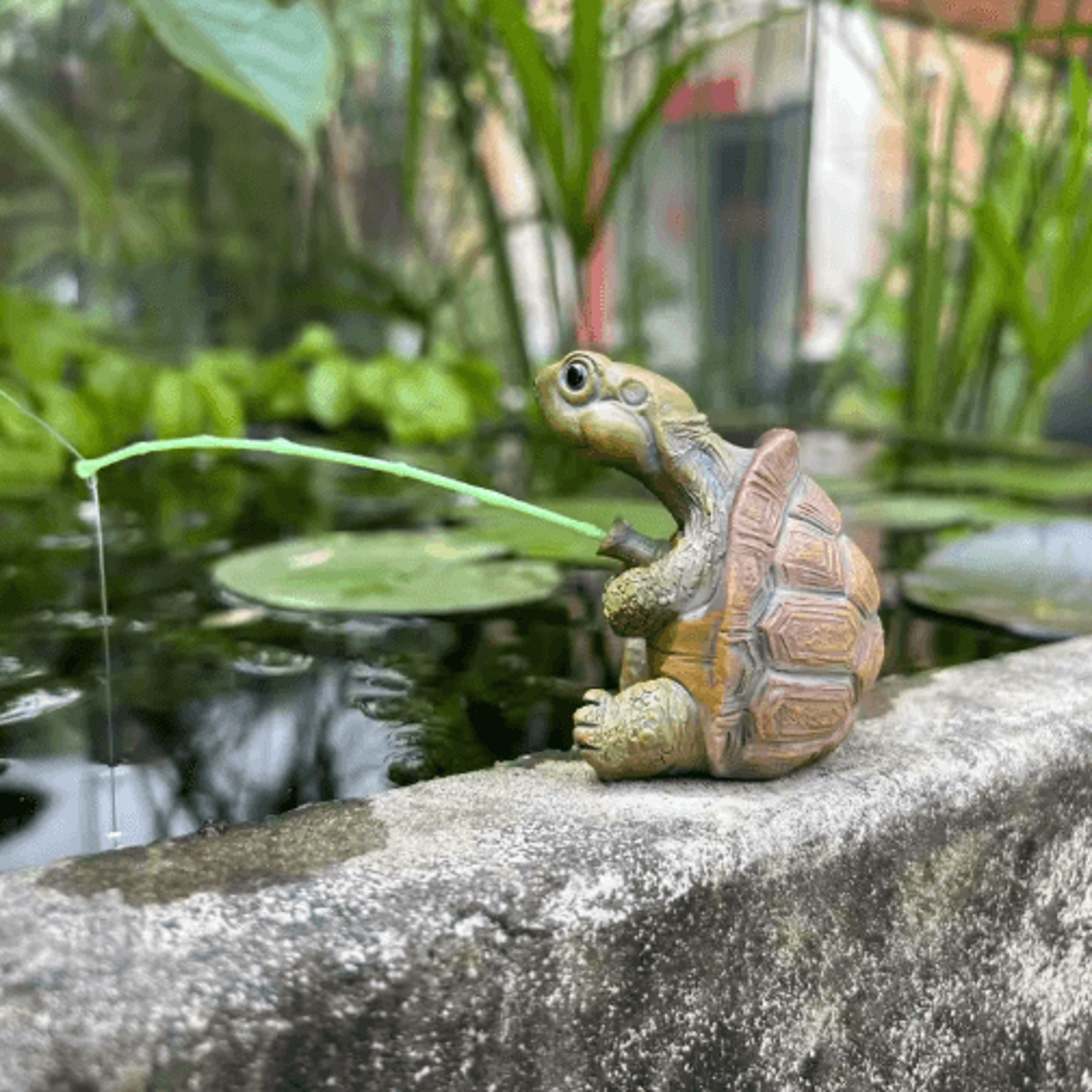 Cute Fishing Turtle Figurine  Mini Garden  Pond Ornament 4