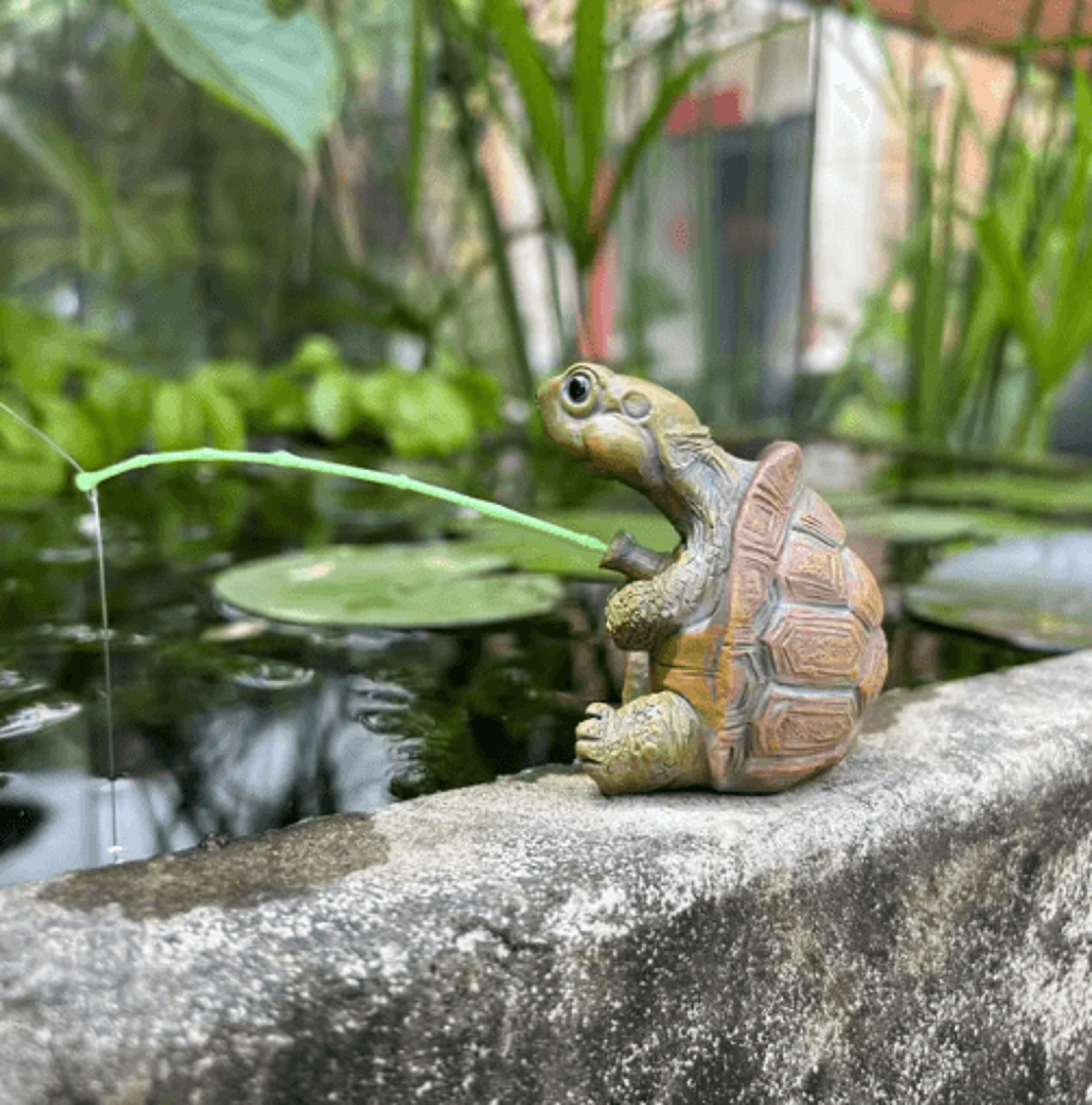 Cute Fishing Turtle Figurine  Mini Garden  Pond Ornament 2